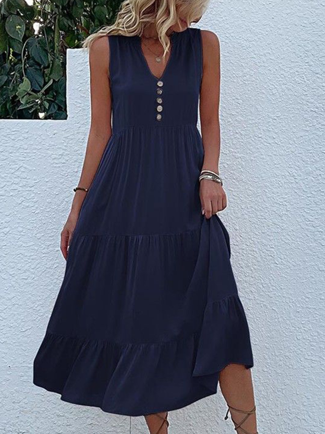

HERE&NOW A-Line Midi Dress, Navy blue