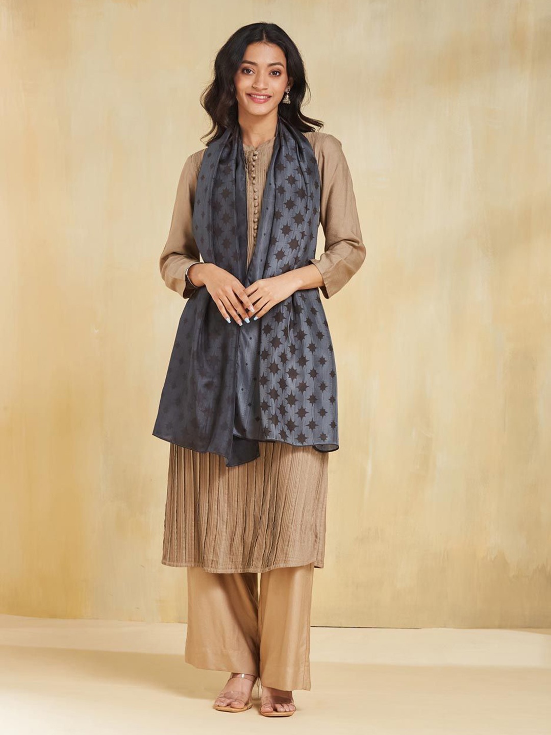

Fabindia Women Printed Stole, Black