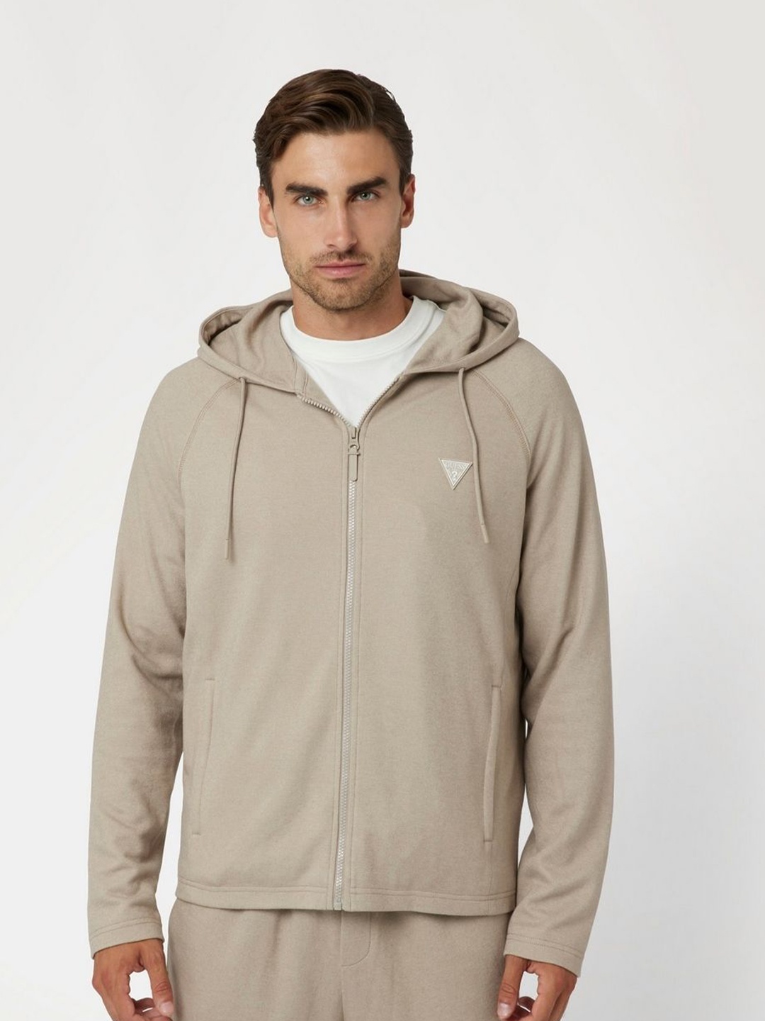 

GUESS Men Hooded Sweatshirt, Beige