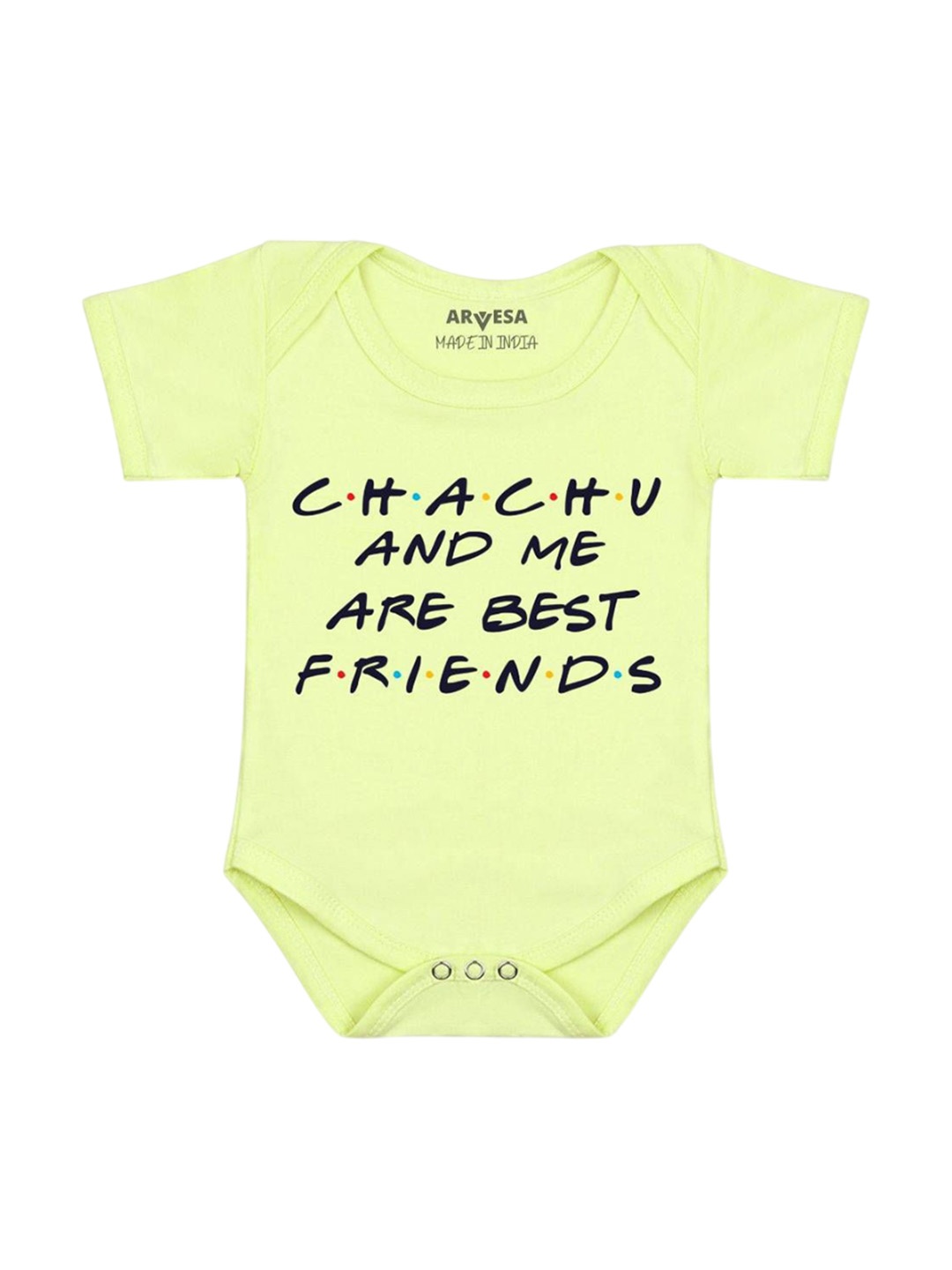 

Arvesa Kids Chachu & Me Are Best Friend Printed Romper, Yellow