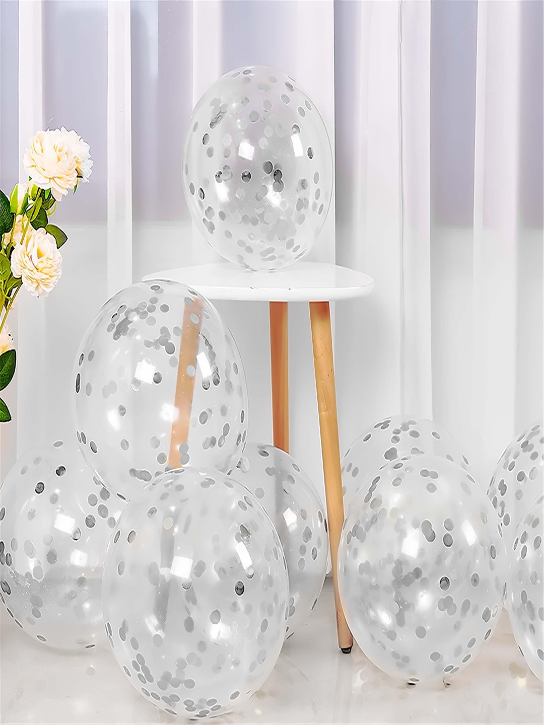 

Special You 10pcs Grey Confetti Balloons Festive Decor, Silver