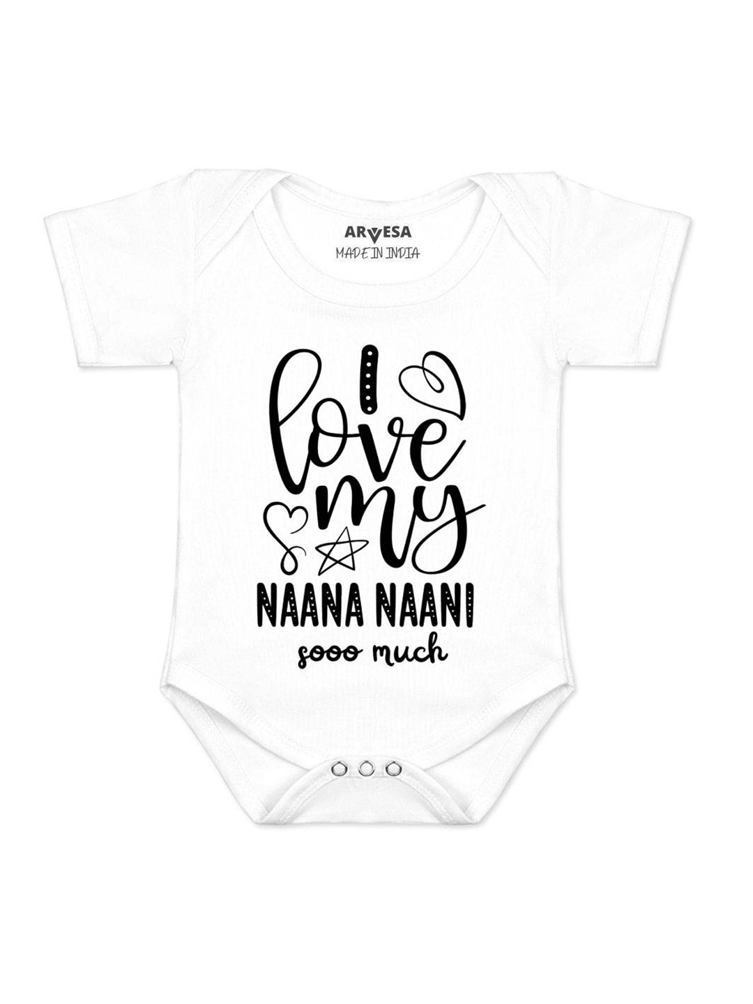

Arvesa Kids I Love My Nana Nani So Much Printed Cotton Romper, White