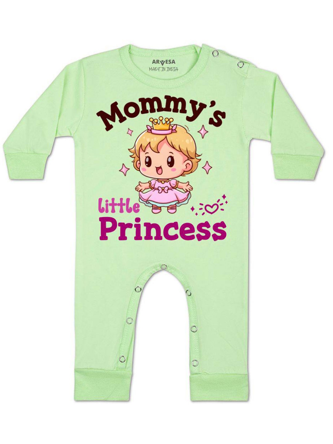 

Arvesa Kids Mommy Little Prince Printed Baby Romper, Green