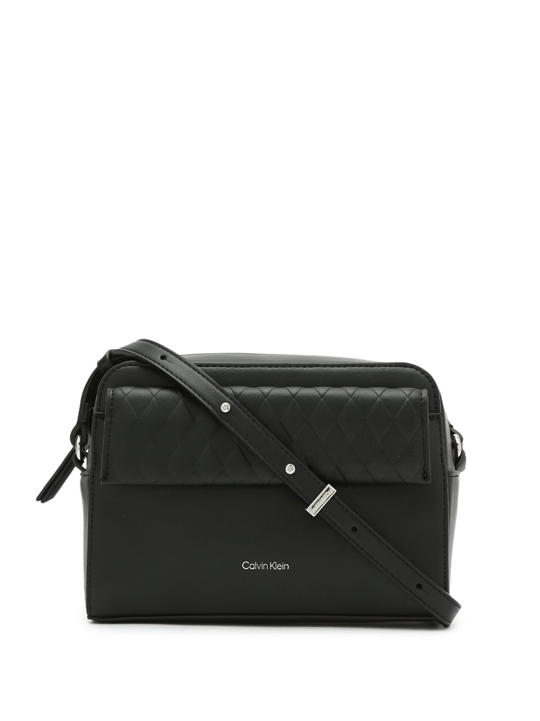 

Calvin Klein Structured Handheld Bag with Quilted, Black