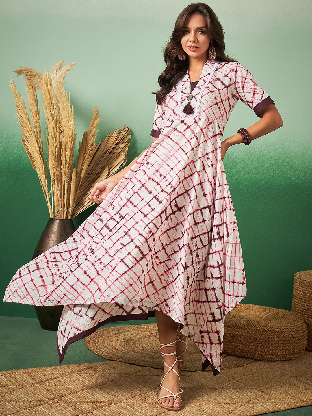 

all about you Checked Maxi Dress, White