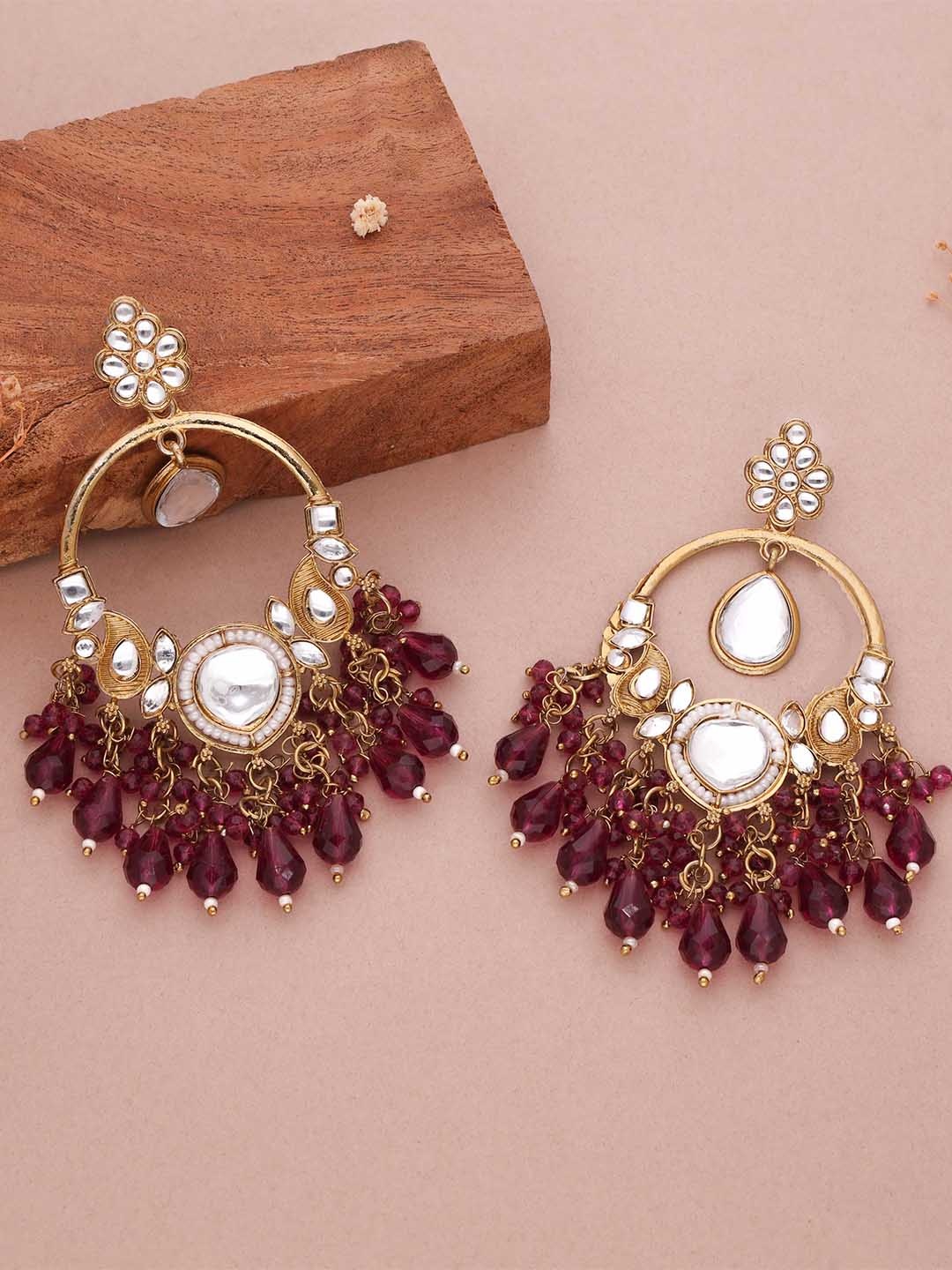

Lyriss Gold-Plated Artificial Beads Contemporary Jhumkas