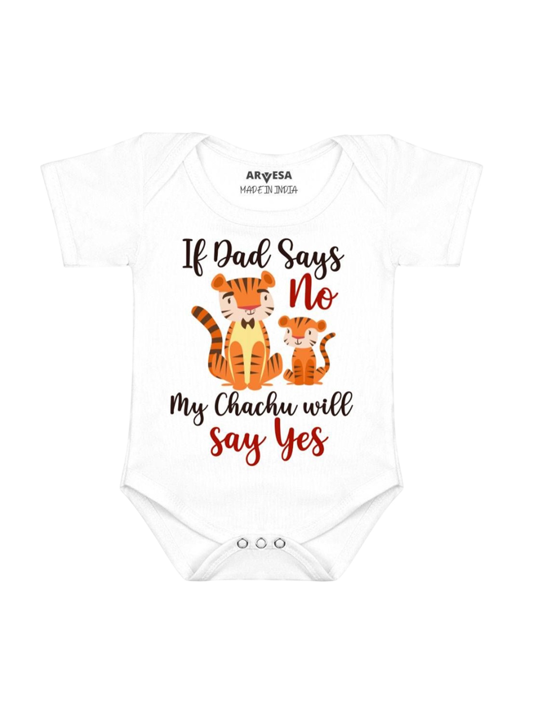 

Arvesa If Dad Say No My Chachu Printed Romper, White