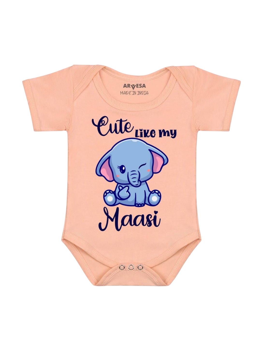 

Arvesa Infants Kids Cute Like My Maasi Printed Cotton Romper, Peach