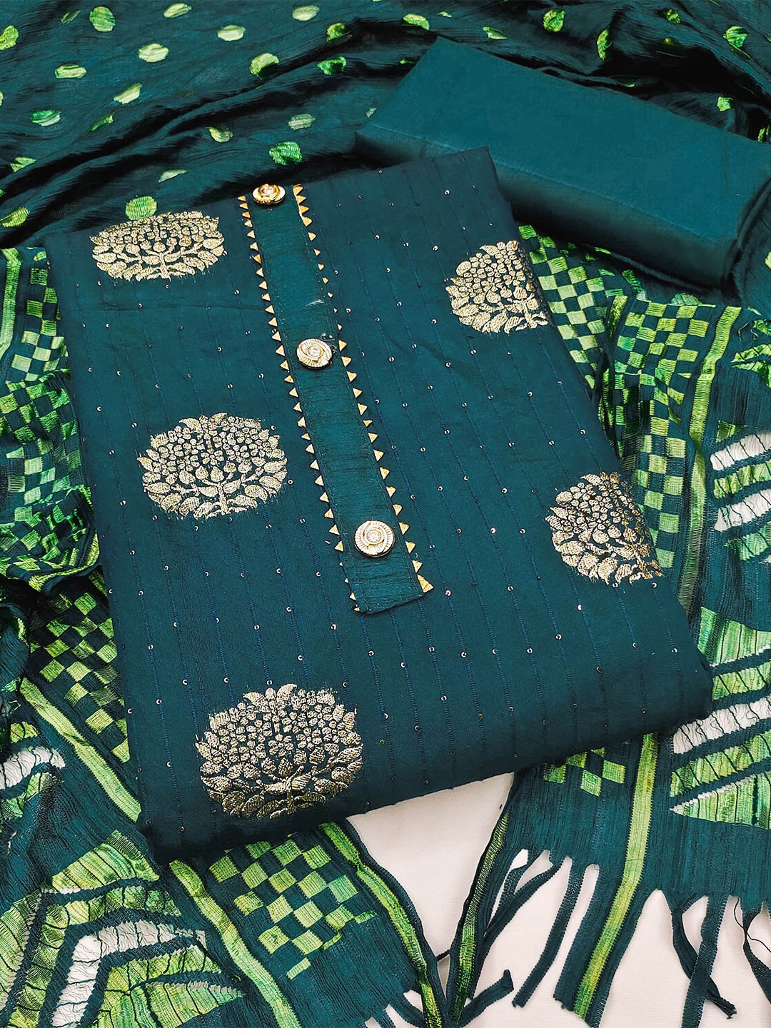 

SAINOOR Unstitched Dress Material, Green