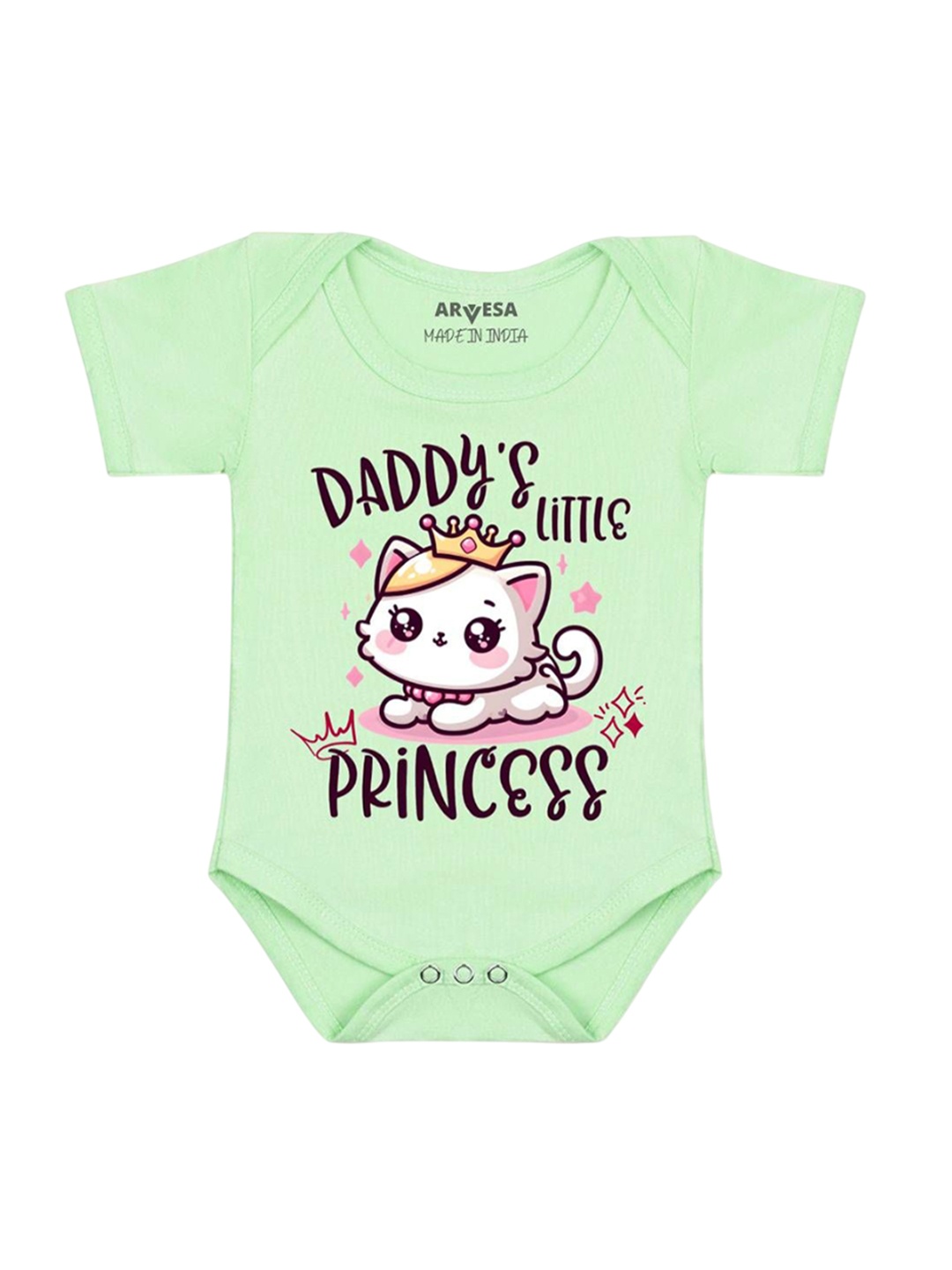 

Arvesa Kids Daddy Little Princess Printed Romper, Green