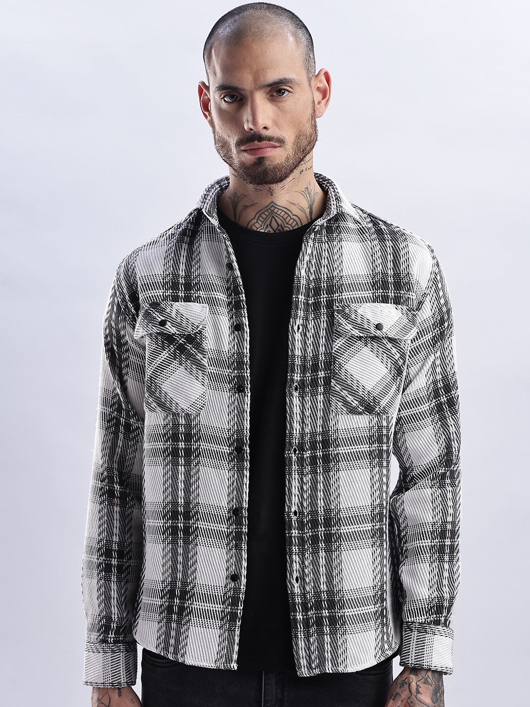 

THE BEETEL HOUSE Men Flannel Regular Slim Fit Casual Shirt, Grey
