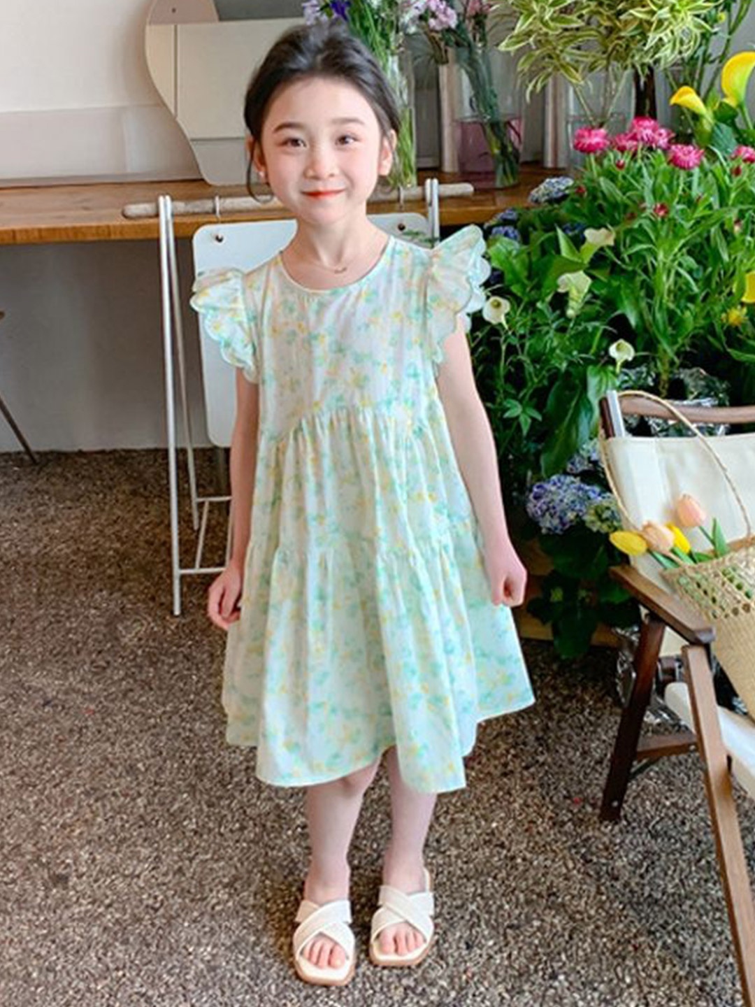 

LULU & SKY Floral Print A-Line Dress, Green