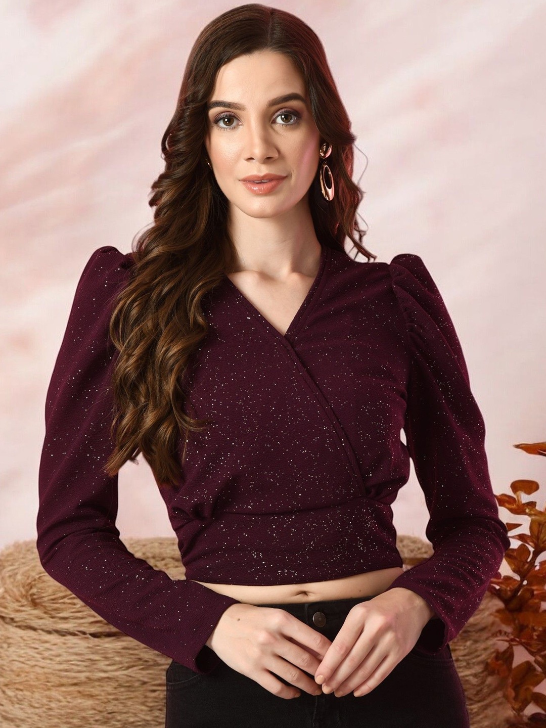 

Arbiter Collection Wrap Crop Top, Purple