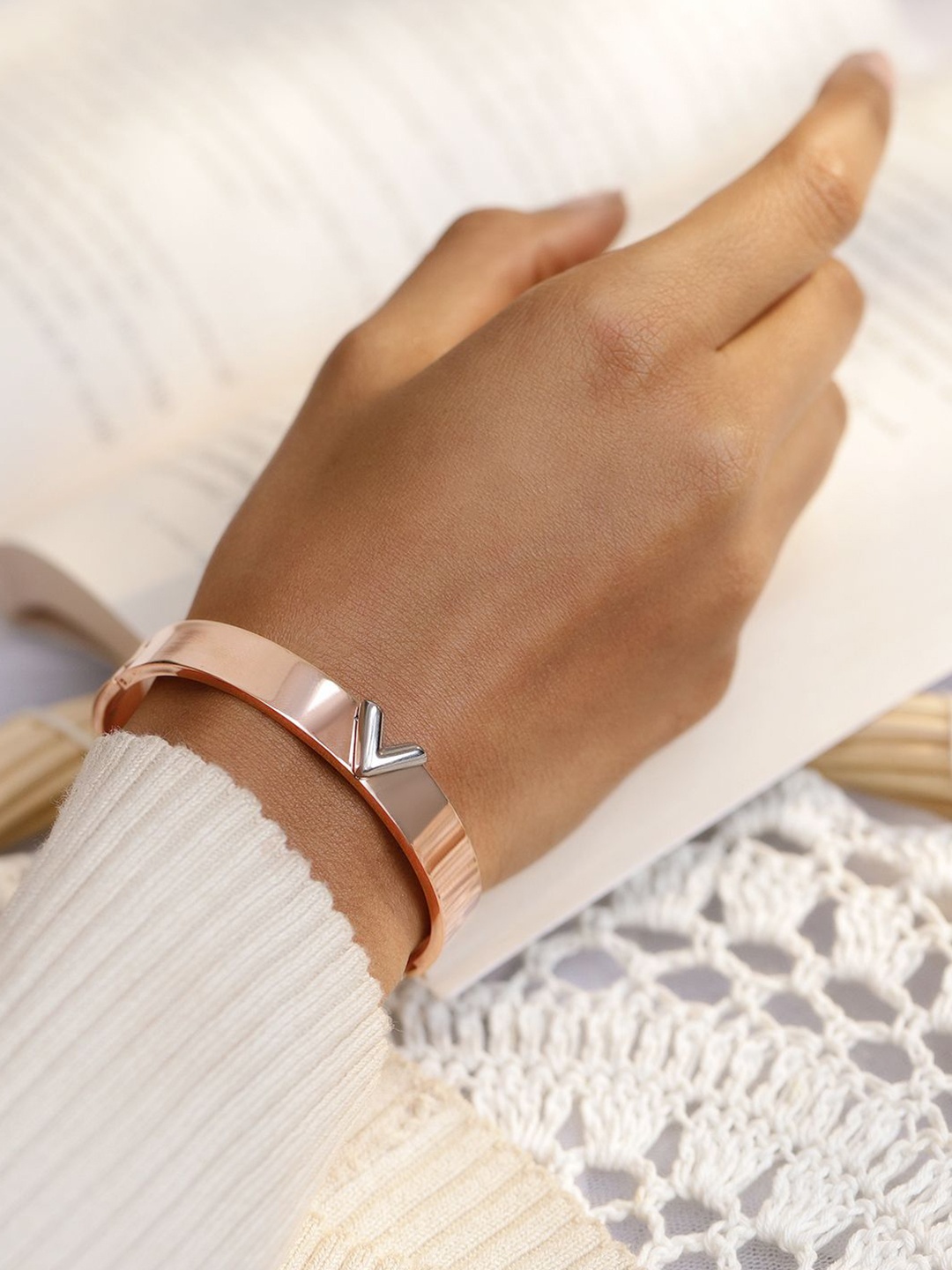 

Rubans 18K Rose Gold-Plated Stainless Steel Tarnish-Free Waterproof Kada Bracelet