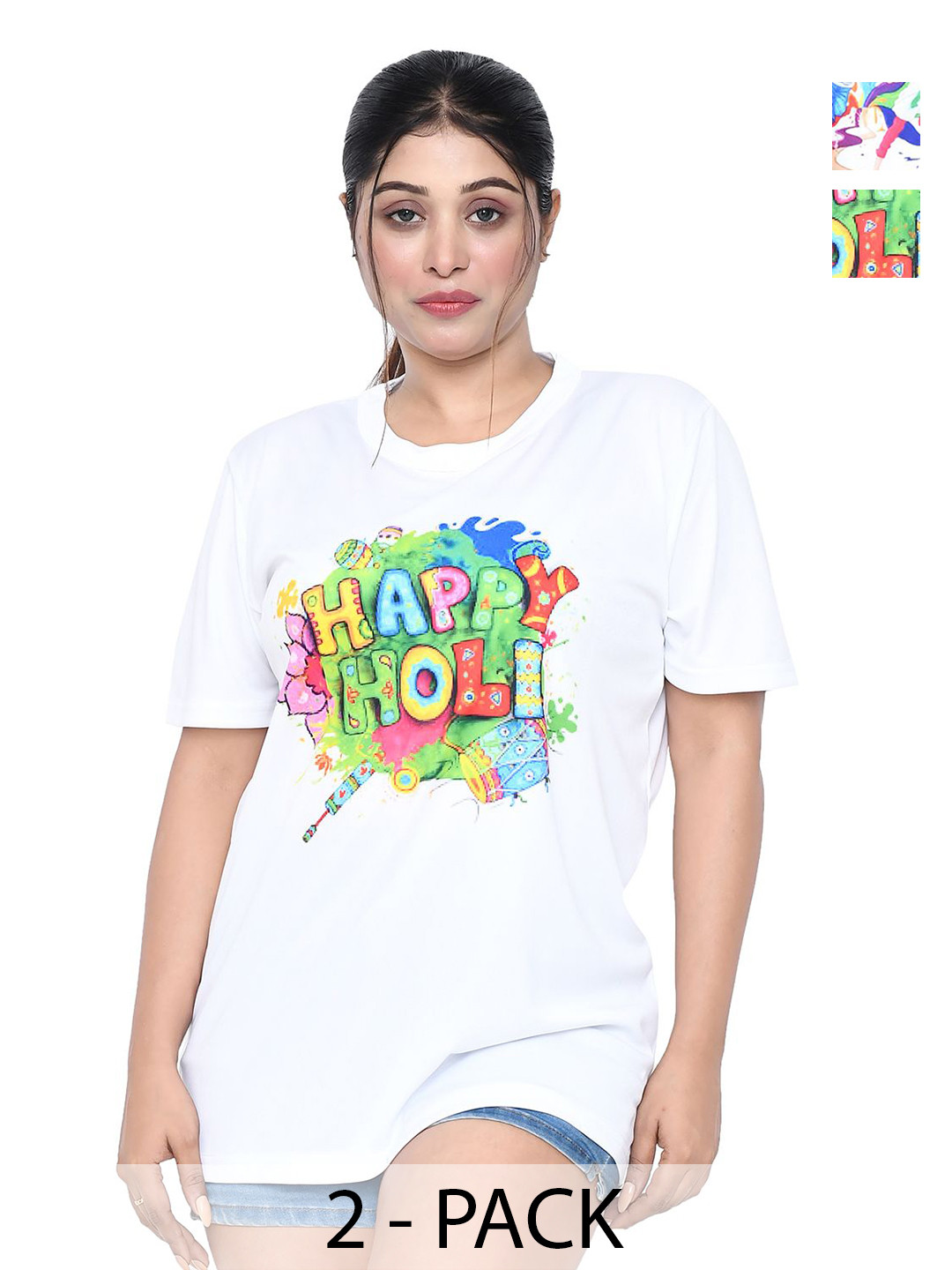 

RAPL Women 2 Printed Applique T-shirt, White