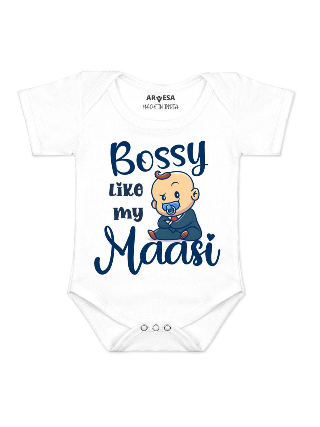 

Arvesa Bossy Like My Maasi Printed Romper, White