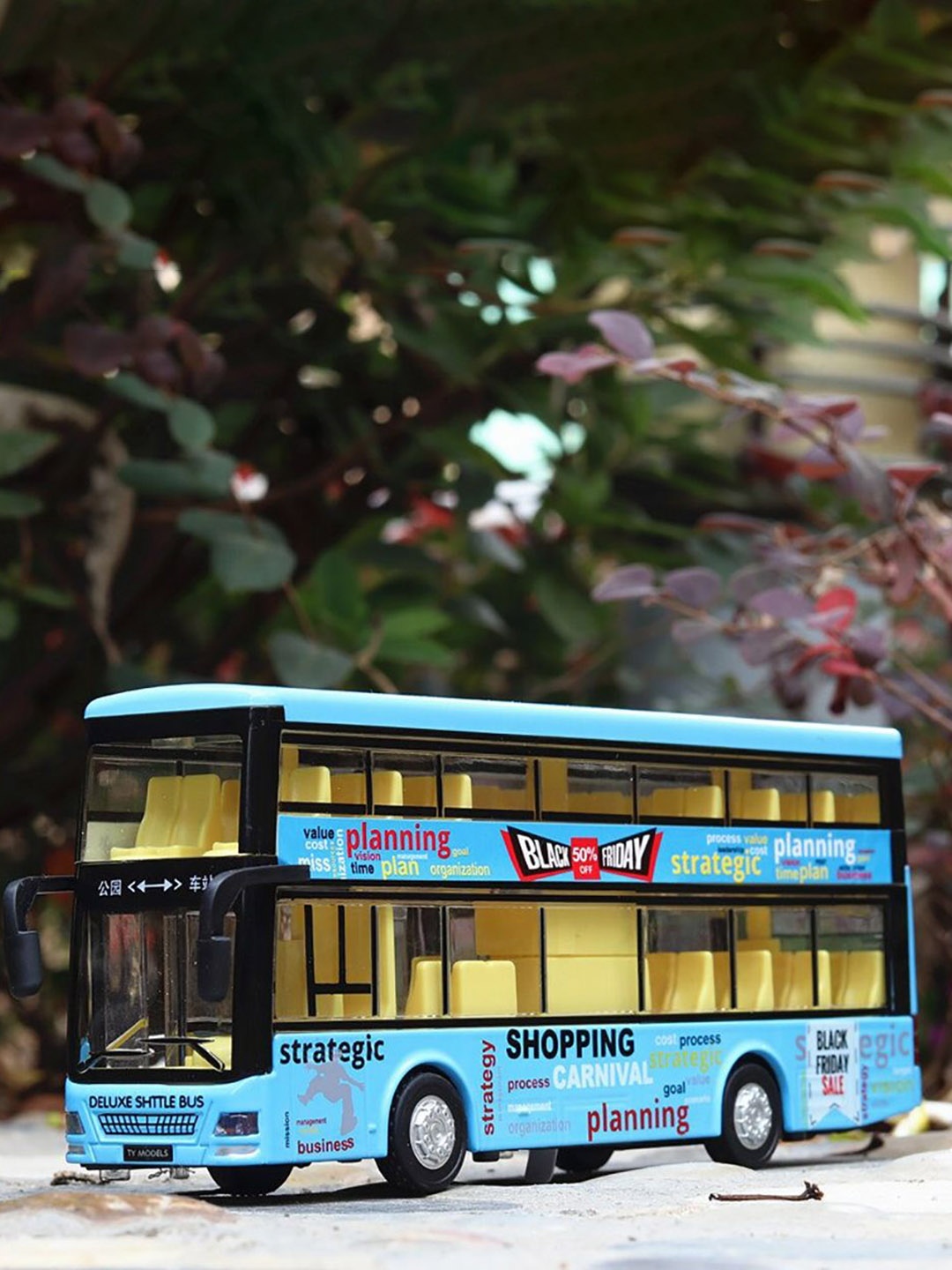

UKAXA Kids Long Double Decker Bus Toy, Blue