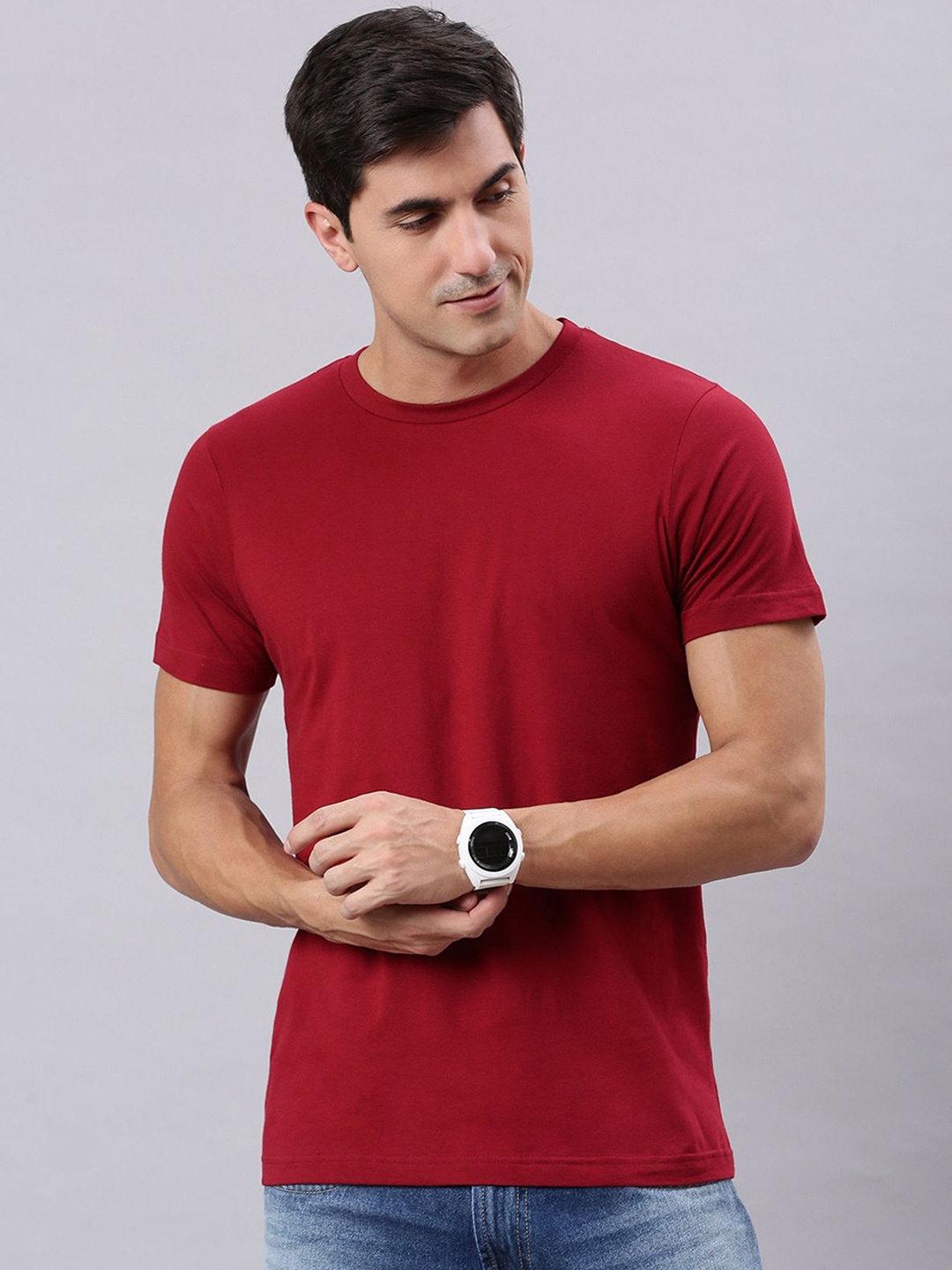 

The Roadster Lifestyle Co Cotton Round Neck Lounge T-Shirt, Red