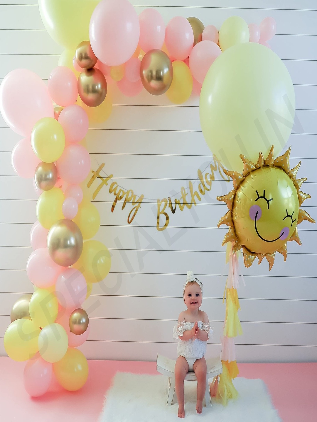 

Special You 51 Pcs Pink & Yellow Birthday Decorations