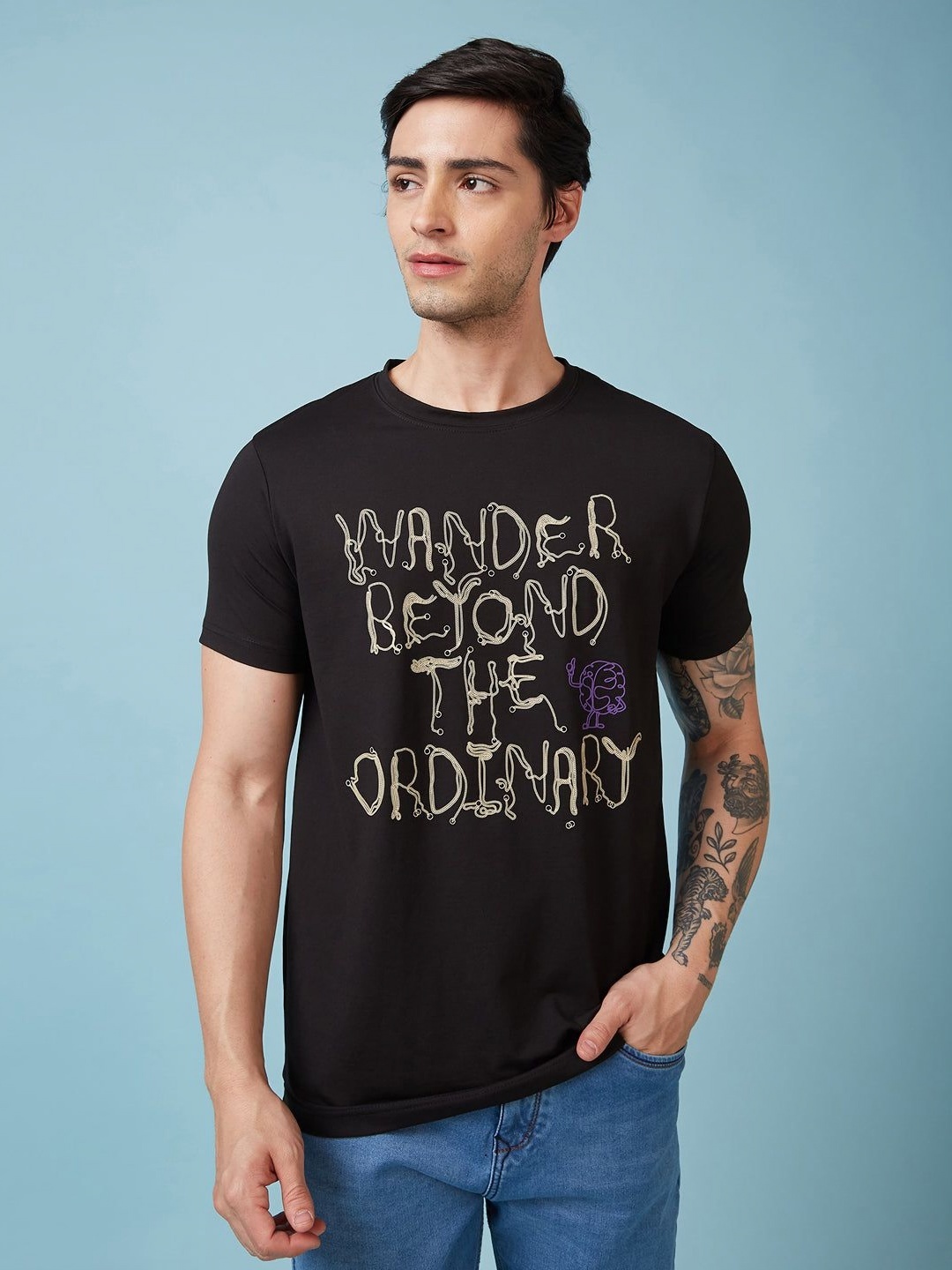 

Status Quo Men Typography Printed Round Neck Regular Fit T-shirt, Black