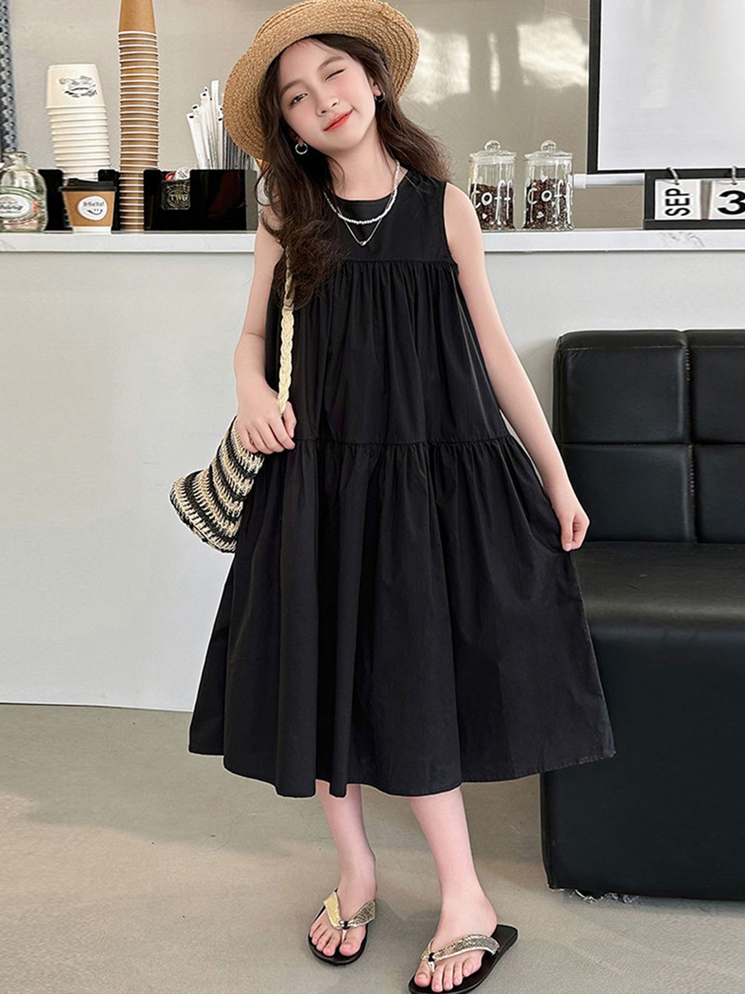 

LULU & SKY A-Line Midi Dress, Black