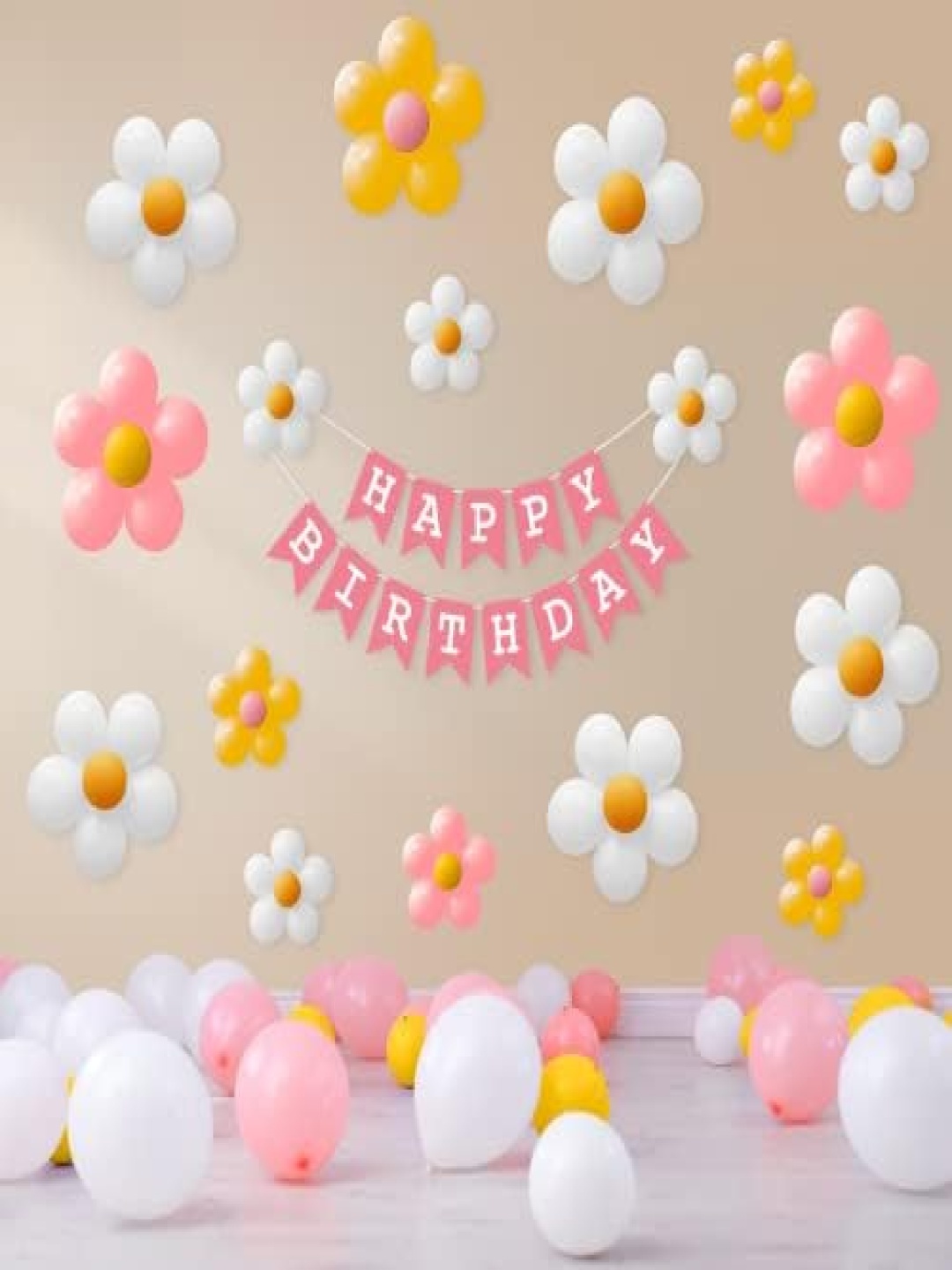 

Special You 65-Pcs White & Yellow Happy Birthday Decor