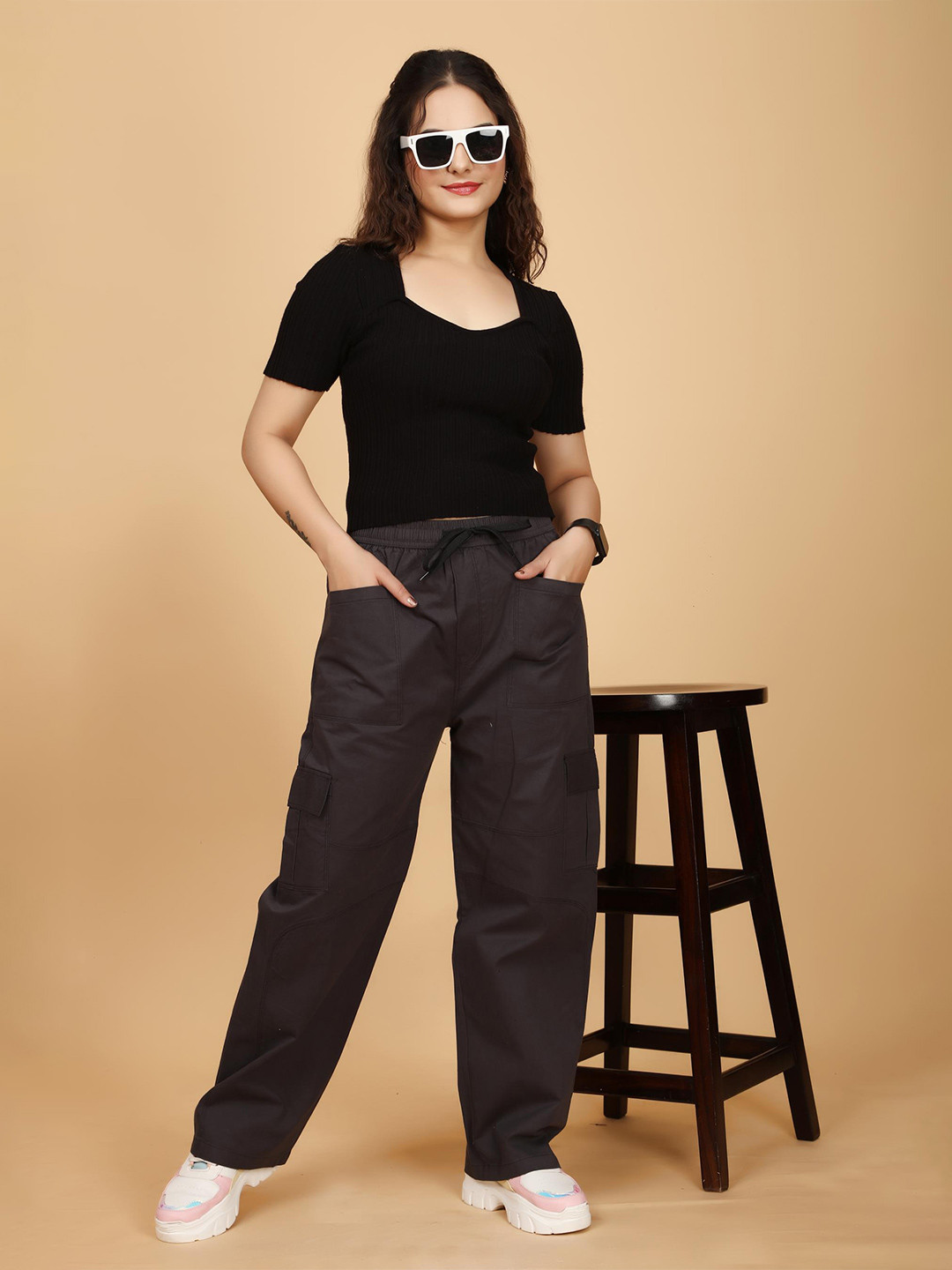 

Moda Rapido Women Relaxed Trousers, Beige