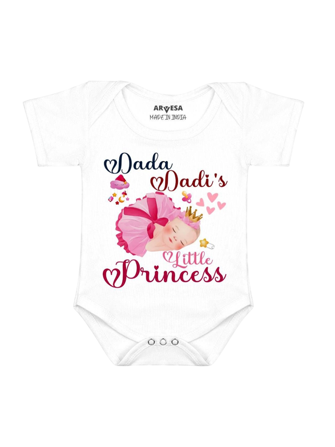 

Arvesa Kids Dada Dadi Little Princess Printed Romper, White
