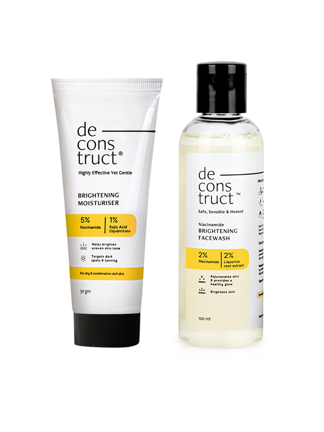 

deconstruct Brightening Face Wash & Moisturizer with Niacinamide Combo, White