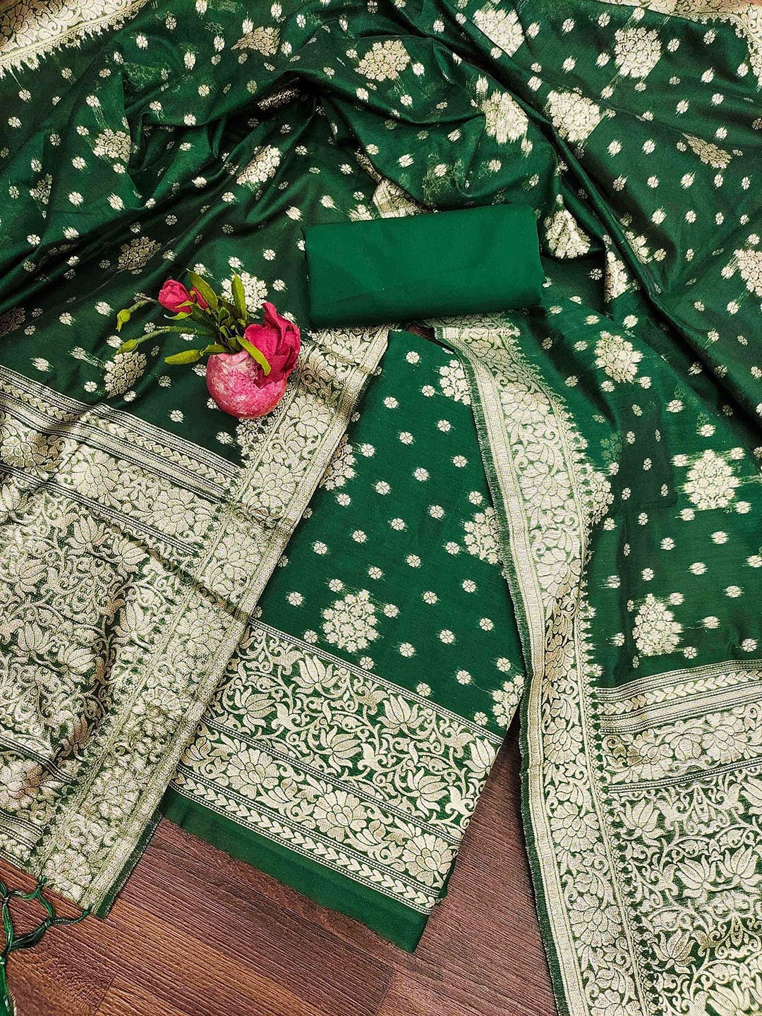 

SAINOOR Unstitched Dress Material, Green