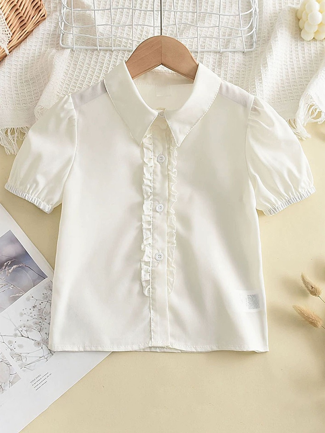 

LULU & SKY Girls Opaque Striped Casual Shirt, White