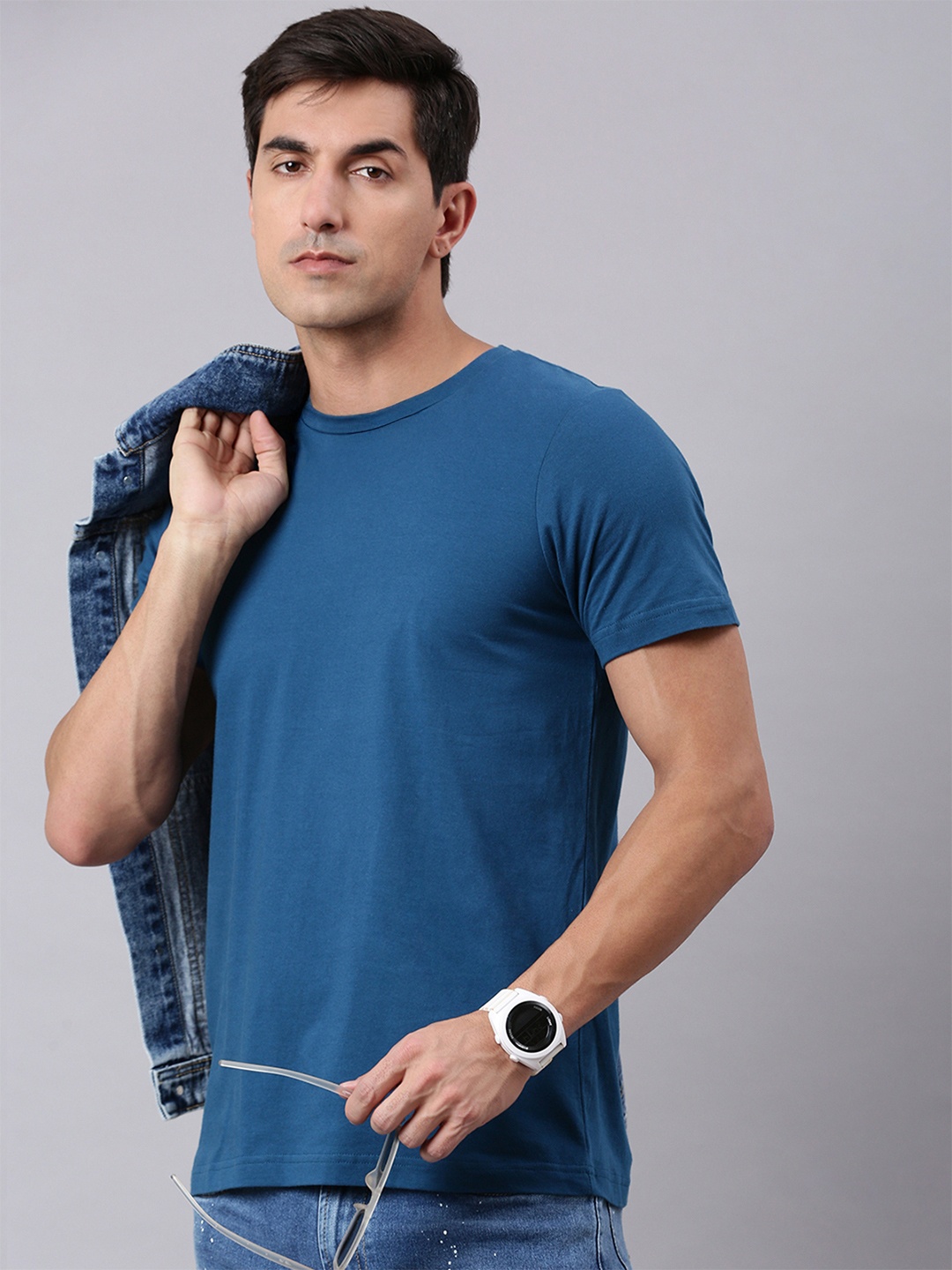 

The Roadster Lifestyle Co Men Cotton Round Neck Lounge T-Shirt, Teal