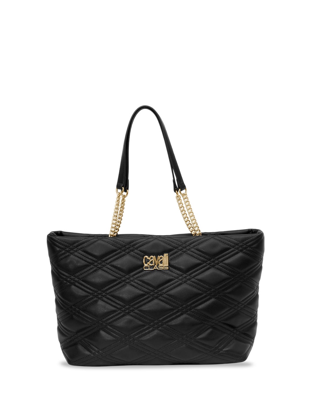 

Cavalli Class Structured Tote Bag with Quilted, Black