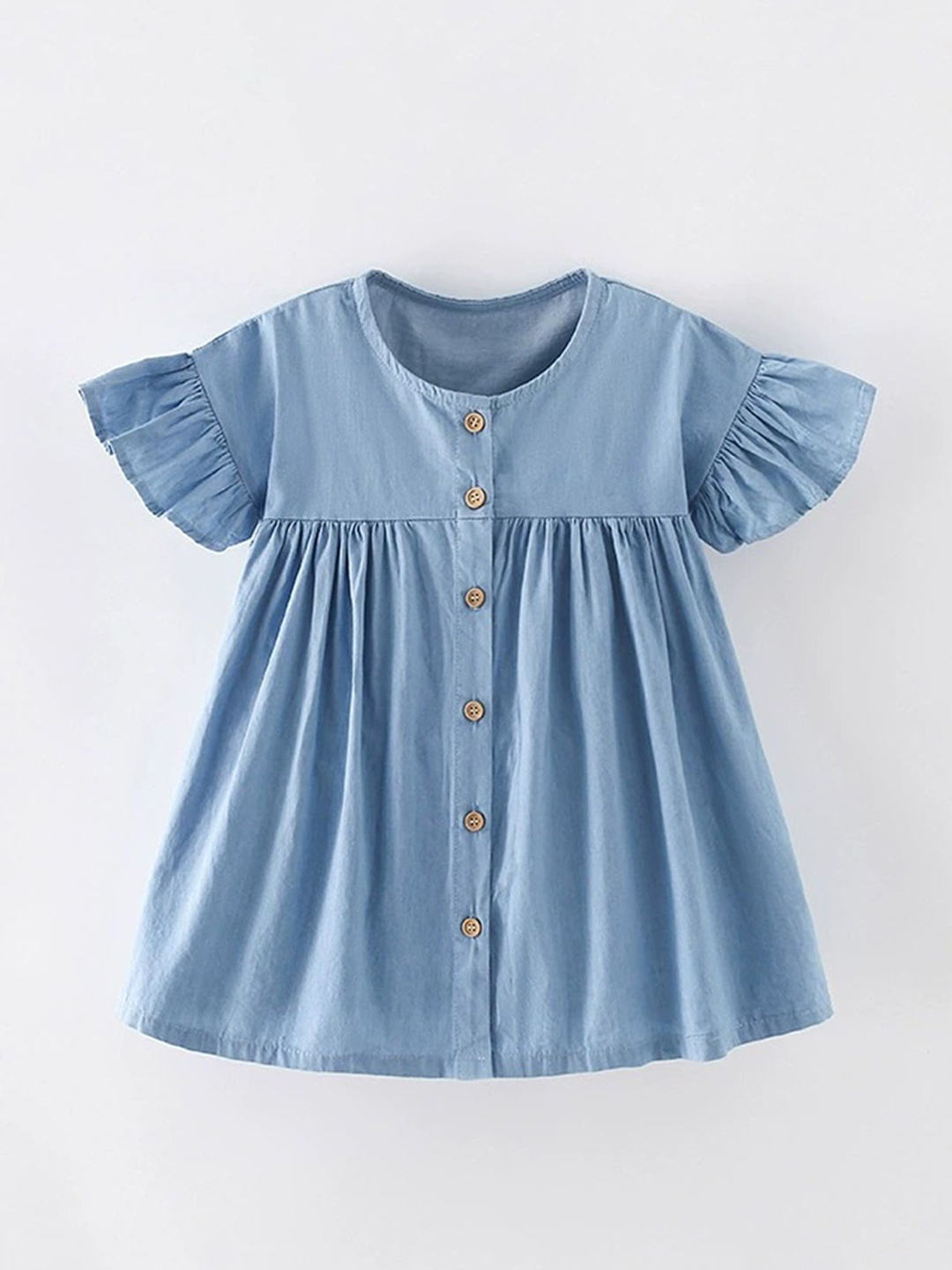 

LULU & SKY Flared Sleeve A-Line Dress, Blue