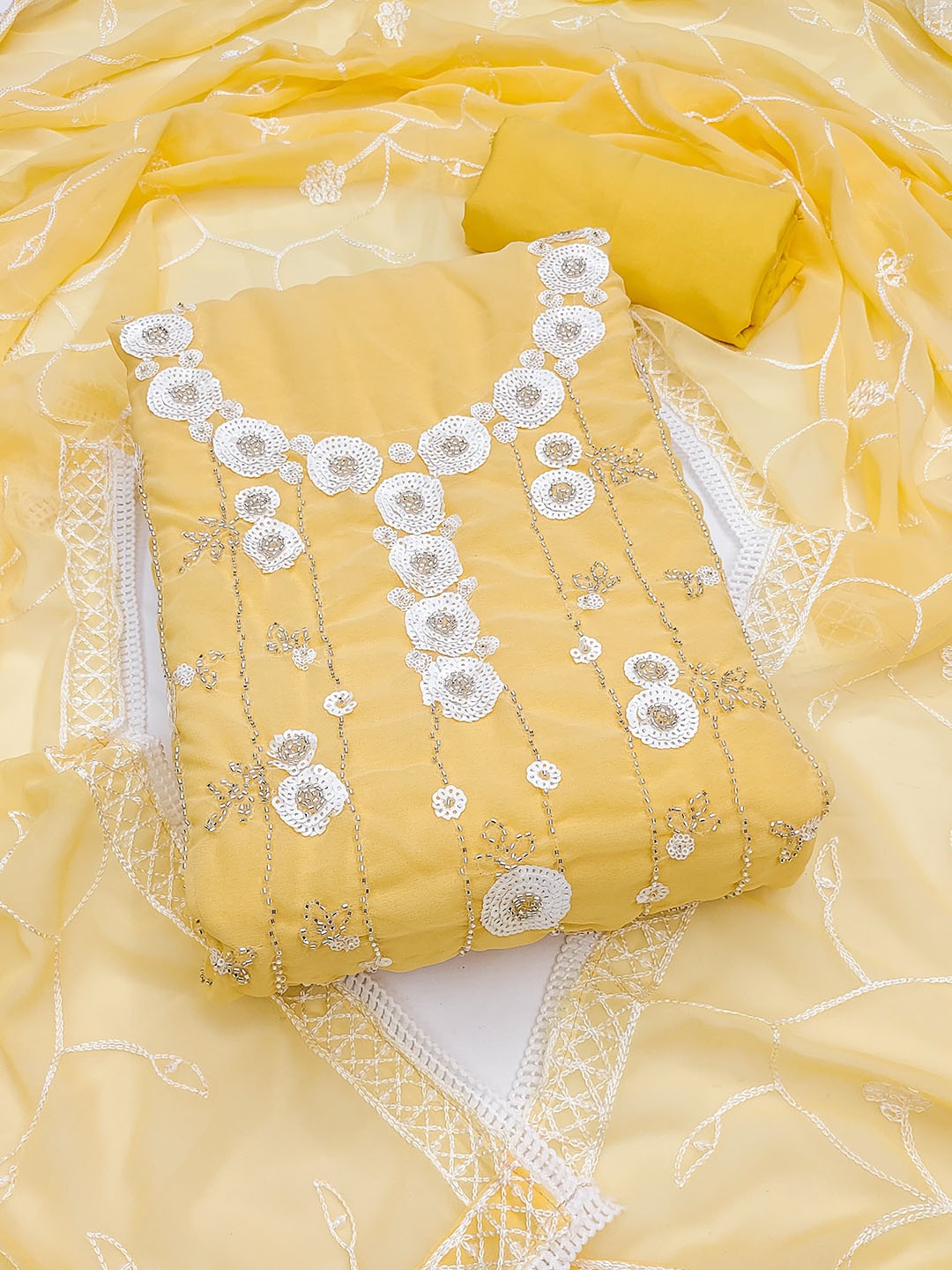 

Rangtulika Ethnics Embroidered Unstitched Dress Material, Yellow