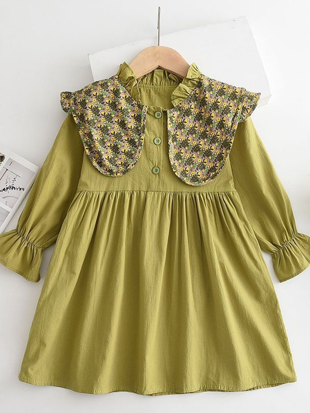 

LULU & SKY Bell Sleeve A-Line Dress, Green