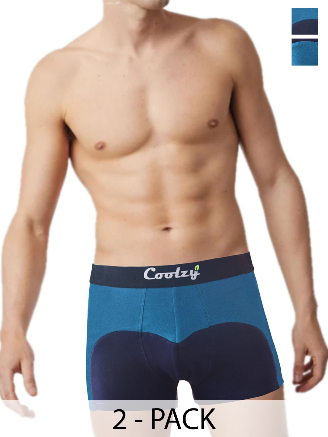 

COOLZY Pack Of 2 Color Block Antibacterial Trunks - SEOCSOTNK2K494-S, Blue