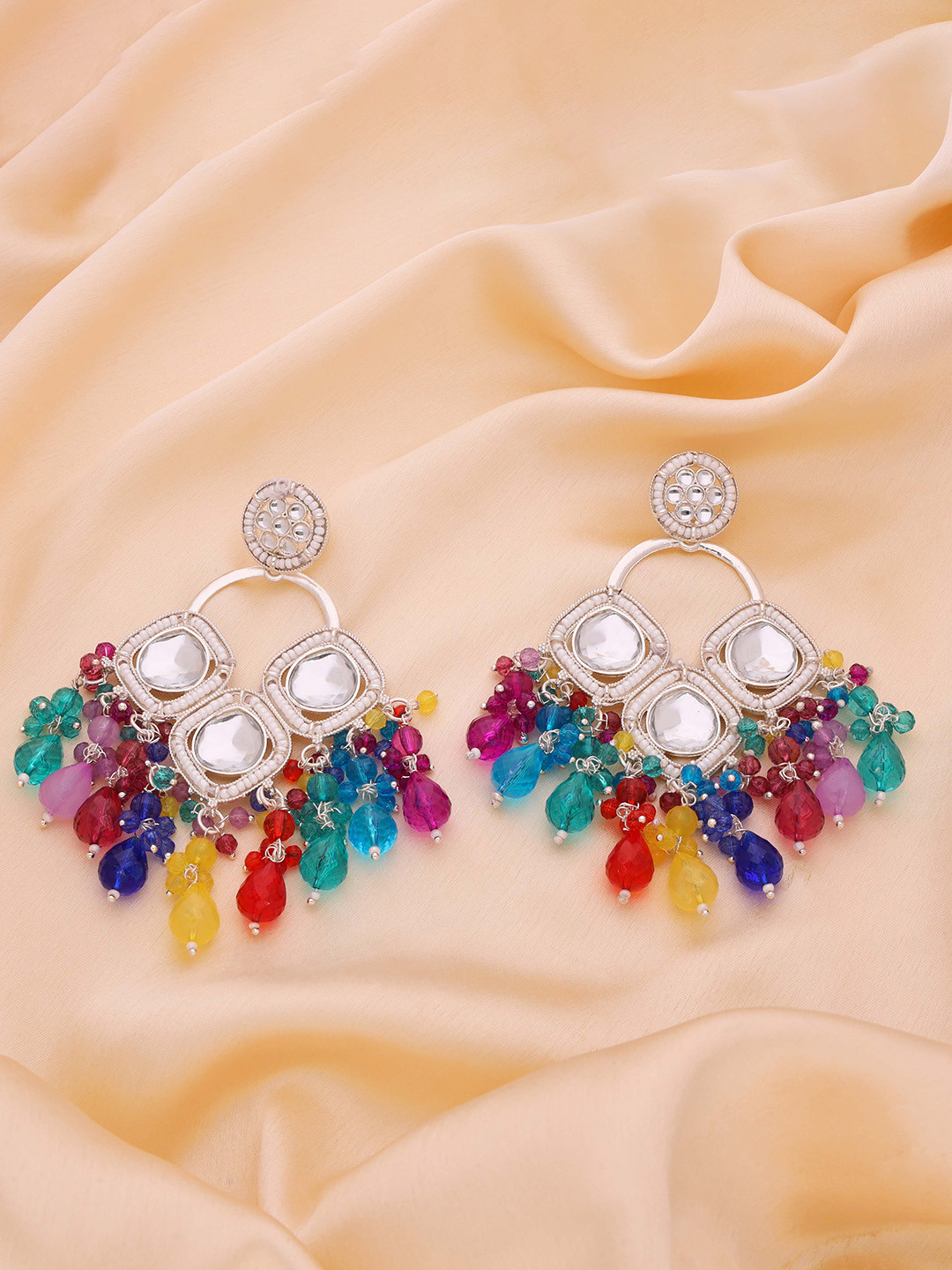 

Lyriss Silver-Plated Artificial Beads Contemporary Jhumkas, Gold