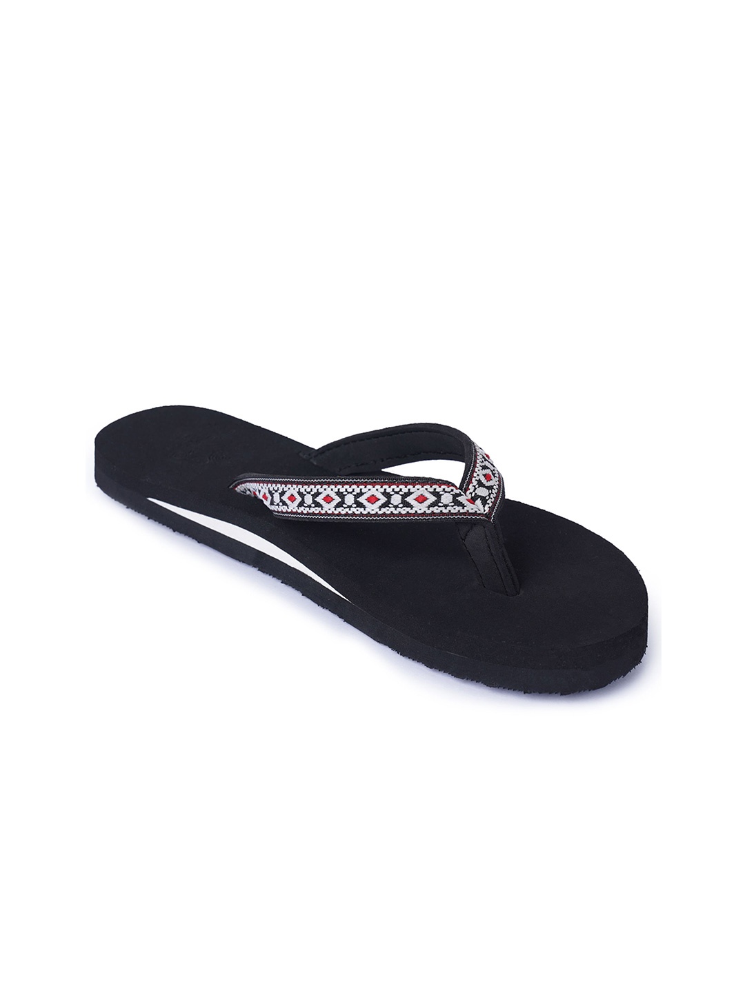 

NoStrain Women Printed Thong Flip-Flops, Black