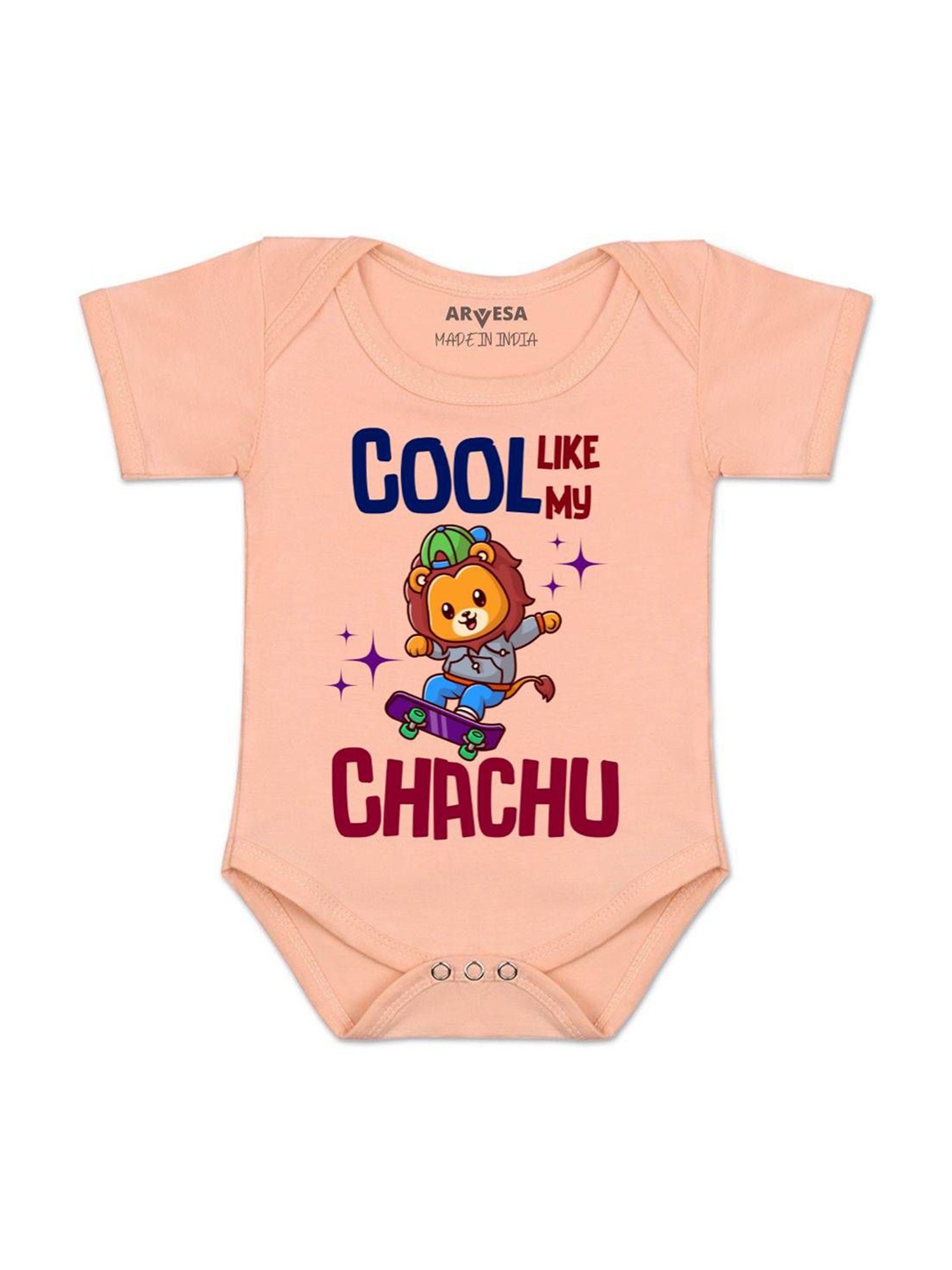 

Arvesa Infants Graphic Typography Printed Cotton Romper, Peach