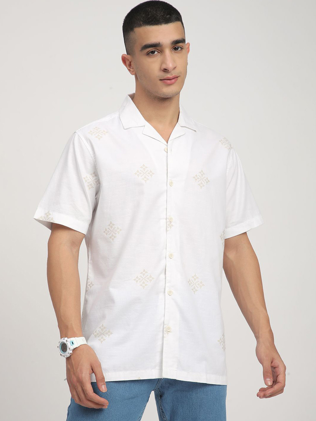 

R&B Men Opaque Casual Shirt, White