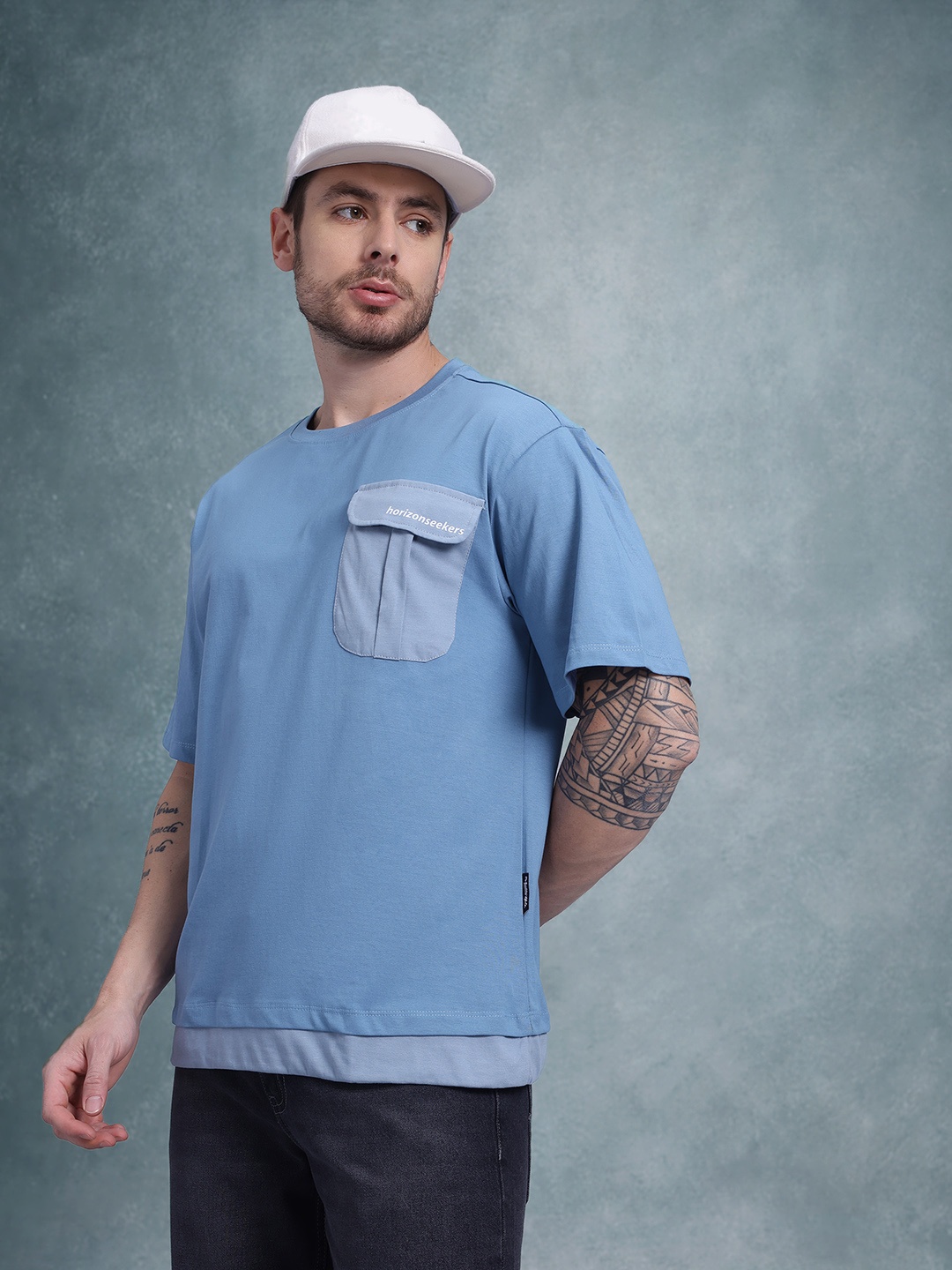 

The Roadster Life Co. Relaxed Fit Pure Cotton T-shirt, Blue
