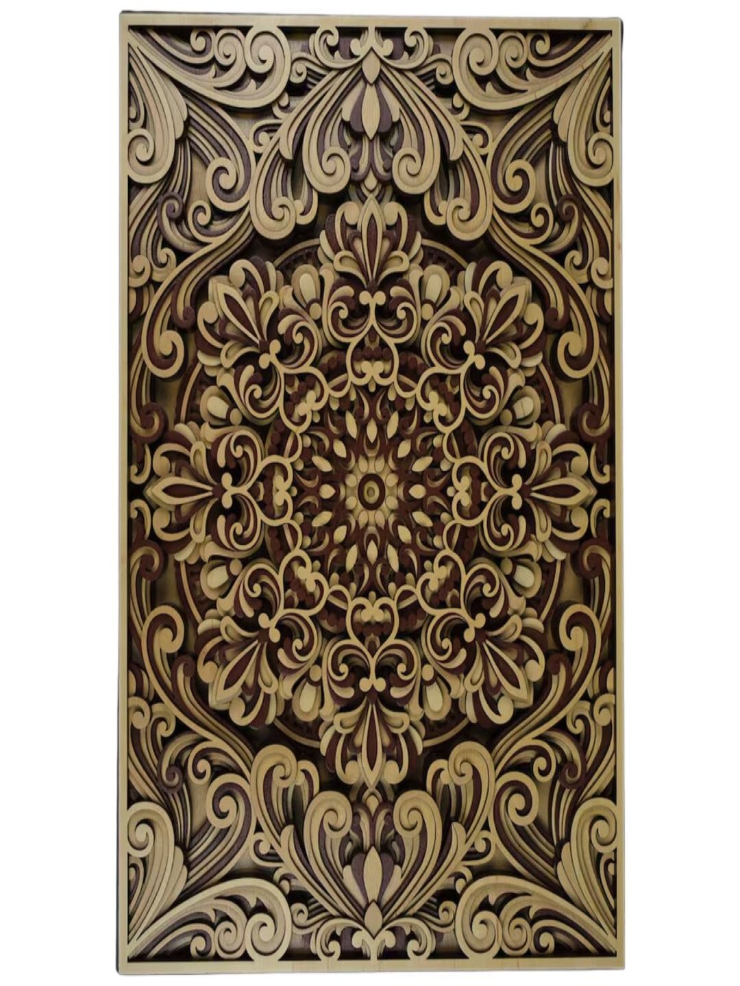 

CVANU Brown & Beige Mandala Wooden Rectangular Fade Resistant Wall Hanging