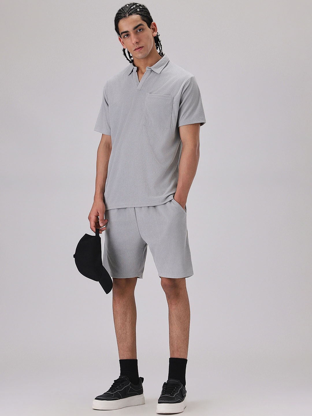 

Banana Club Polo Collar T-Shirt & Shorts, Grey