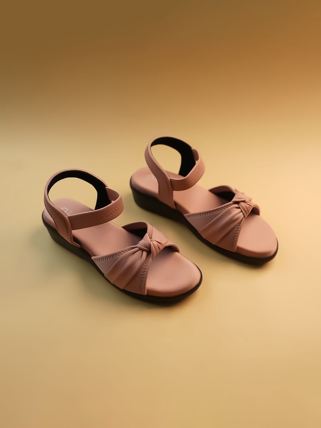 

Ozuri Suede Wedge Sandals with Bows, Peach