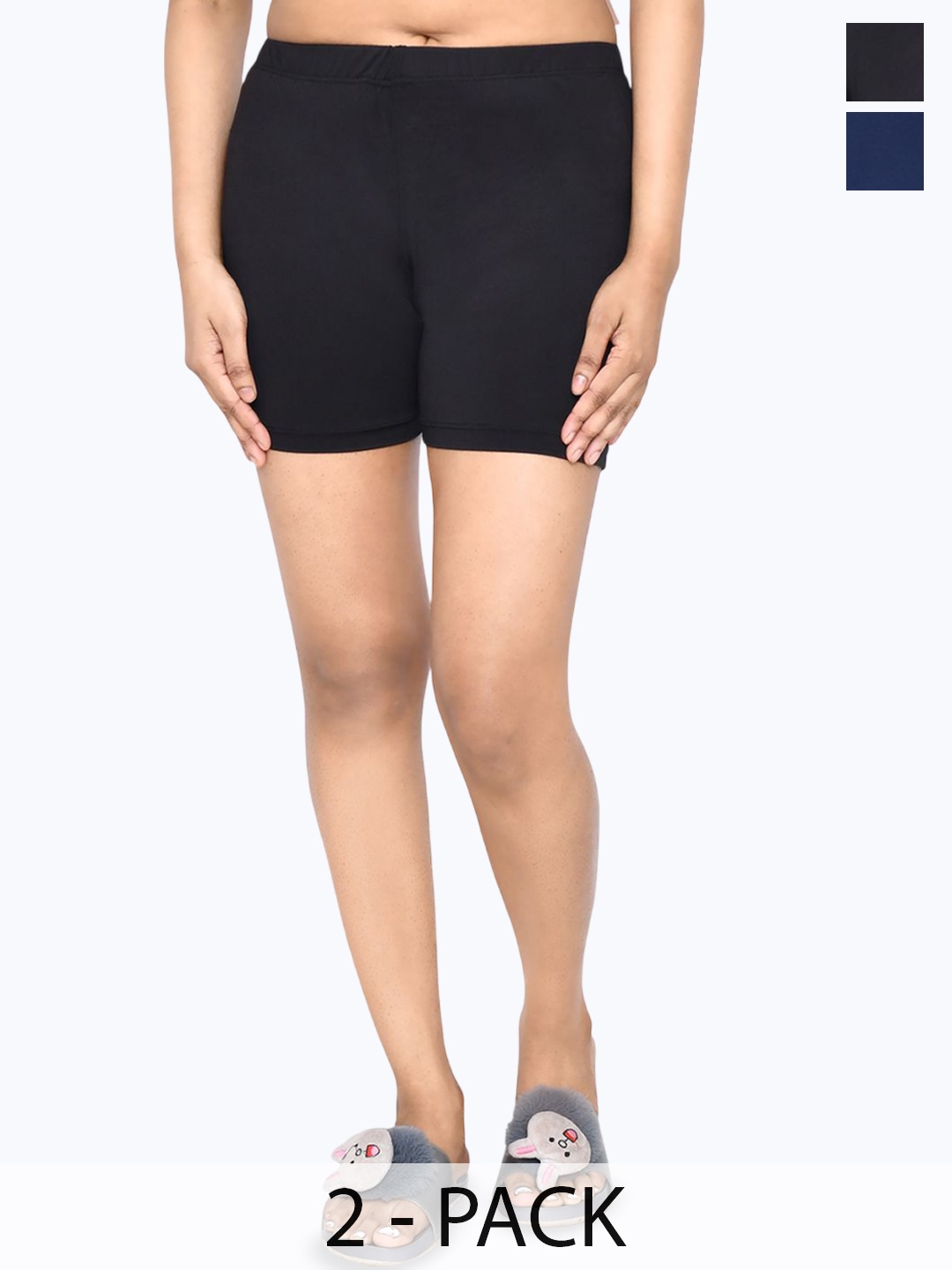 

RAPL Women Pack of 2 Regular Fit Cotton Shorts, Blue