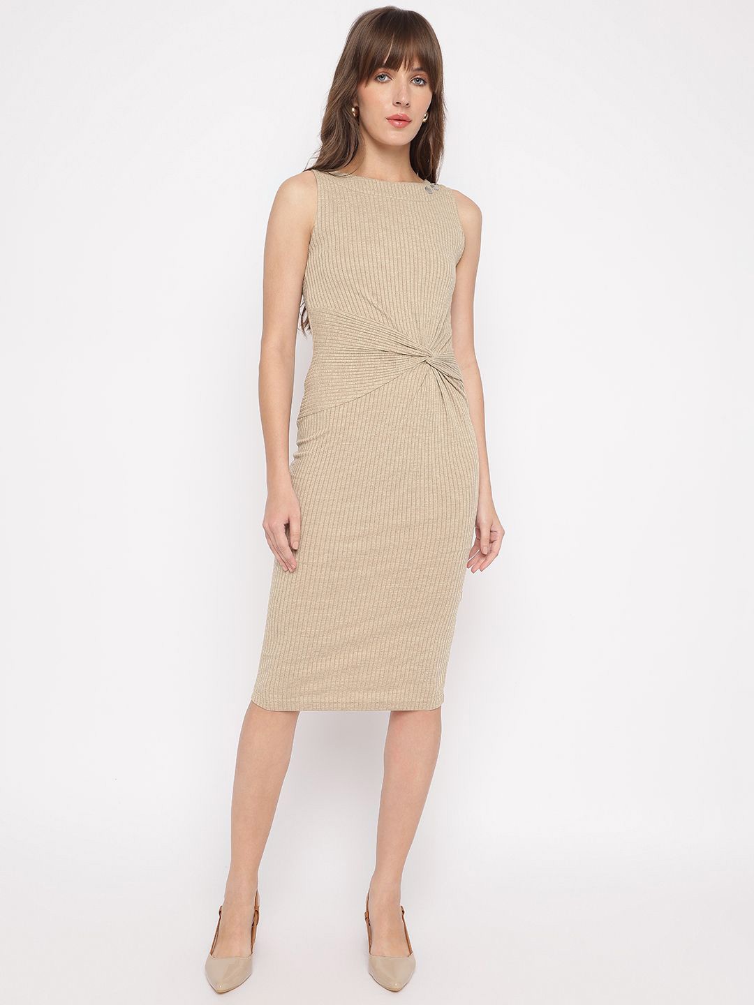 

GUESS Bodycon Midi Dress, Beige
