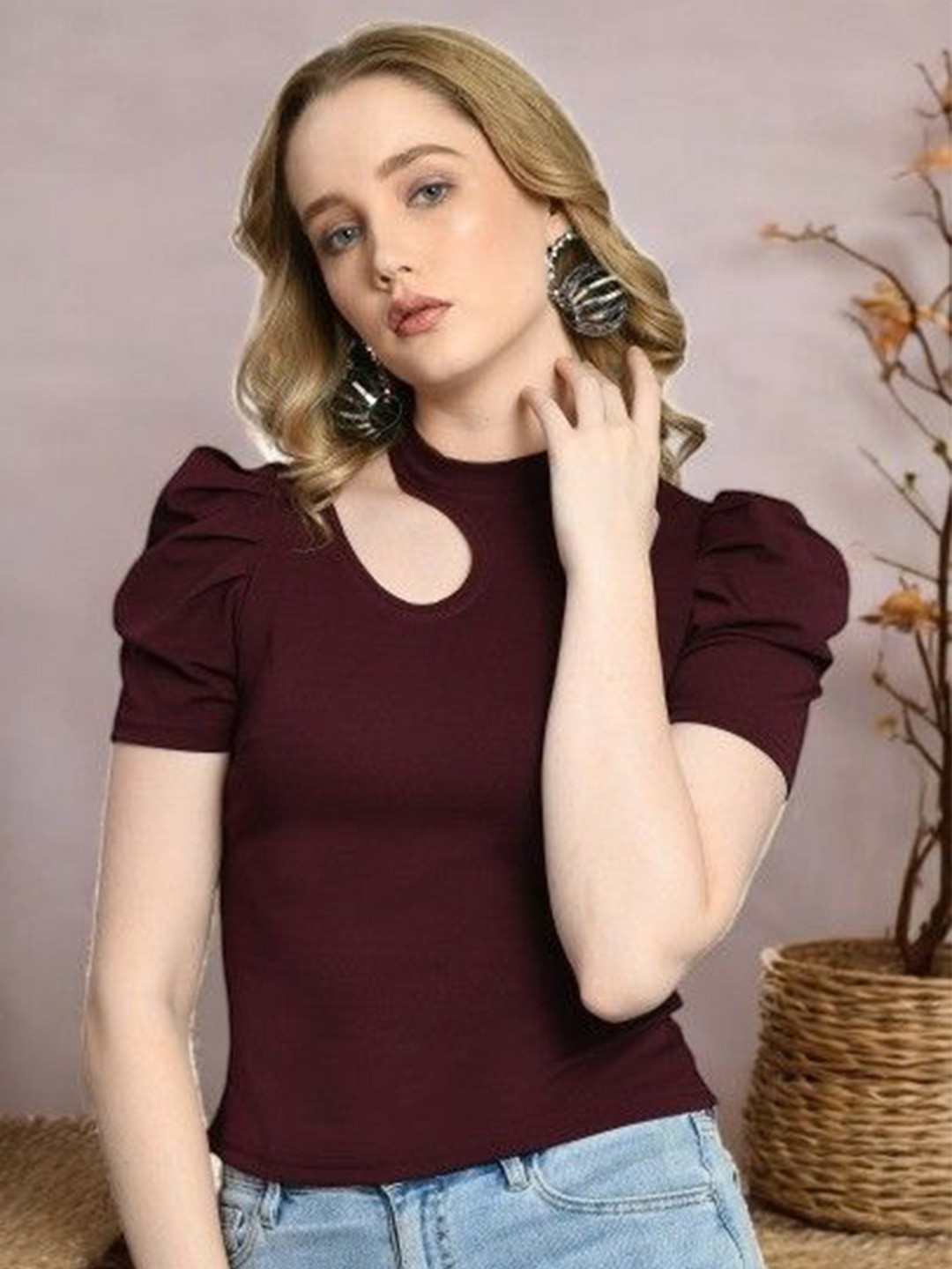 

Arbiter Collection Puff Sleeve Top, Purple
