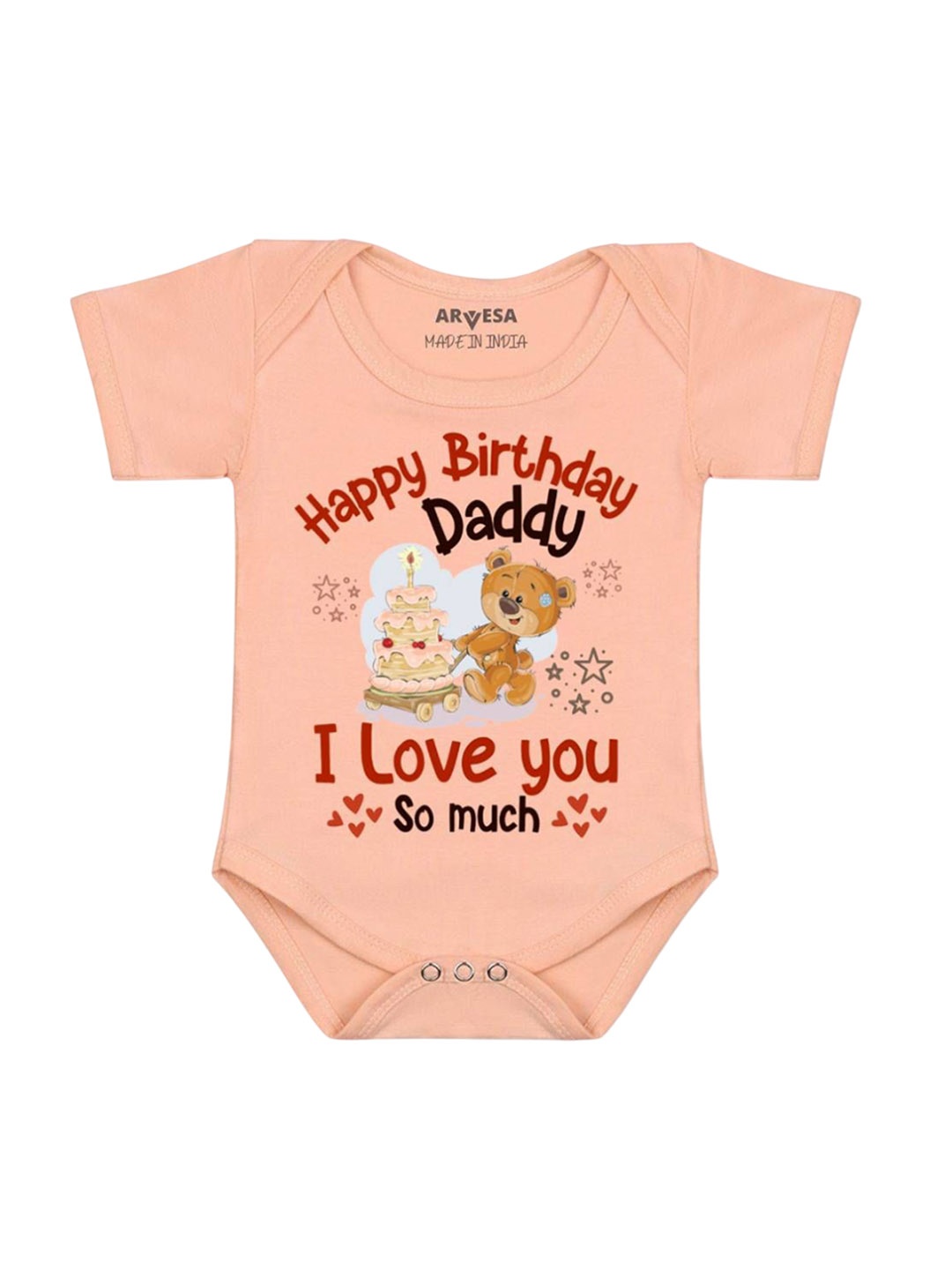 

Arvesa Kids Printed Romper, Peach