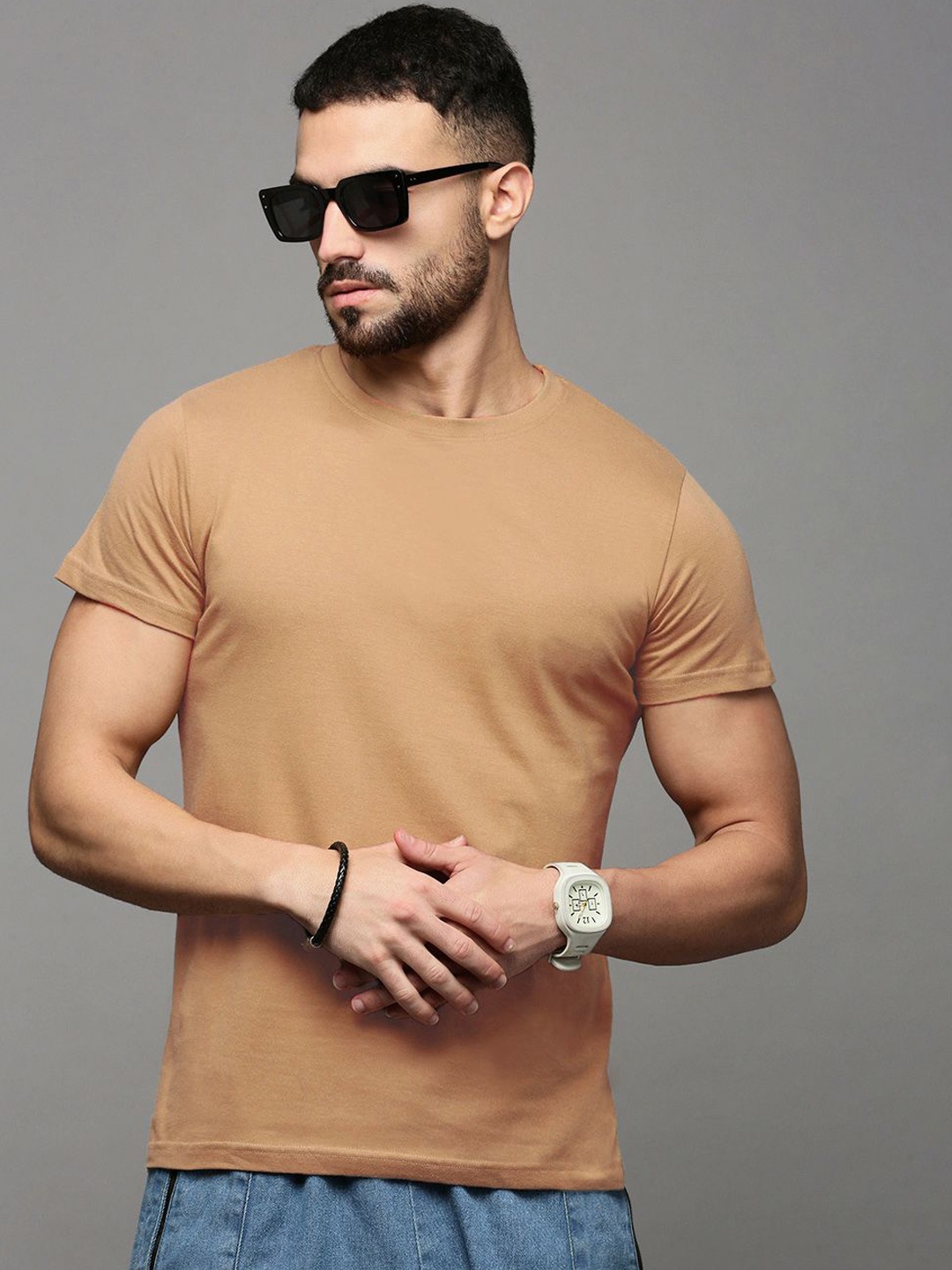 

The Roadster Lifestyle Co Cotton Round Neck Lounge T-Shirt, Tan